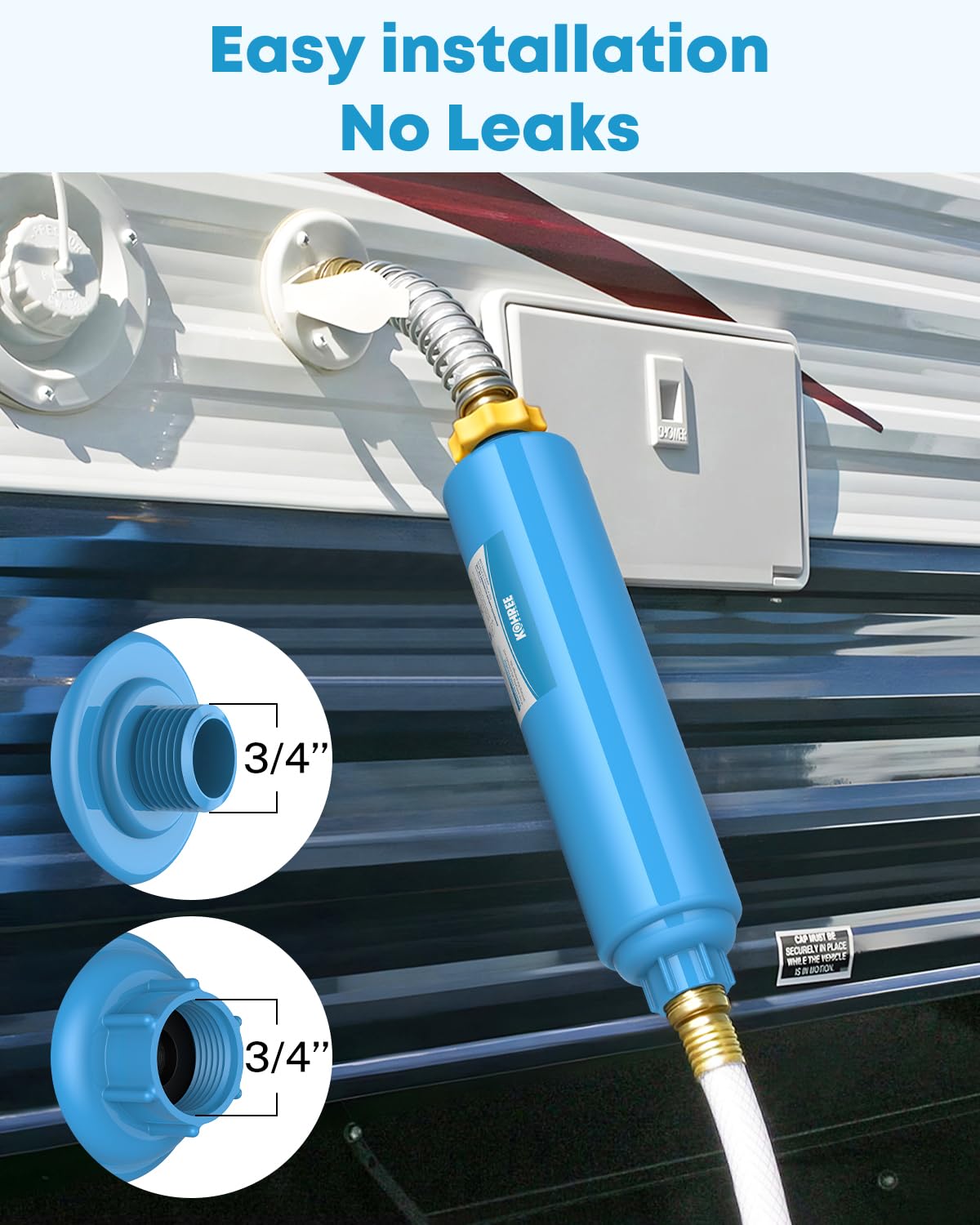 Kohree RV Water Filter, RV Marine KDF Inline Water Filter with NSF & BPA Free Certified, Greatly Reduce Chlorine Heavy Metals Bad Taste Odors and Sediment - 2 Pack