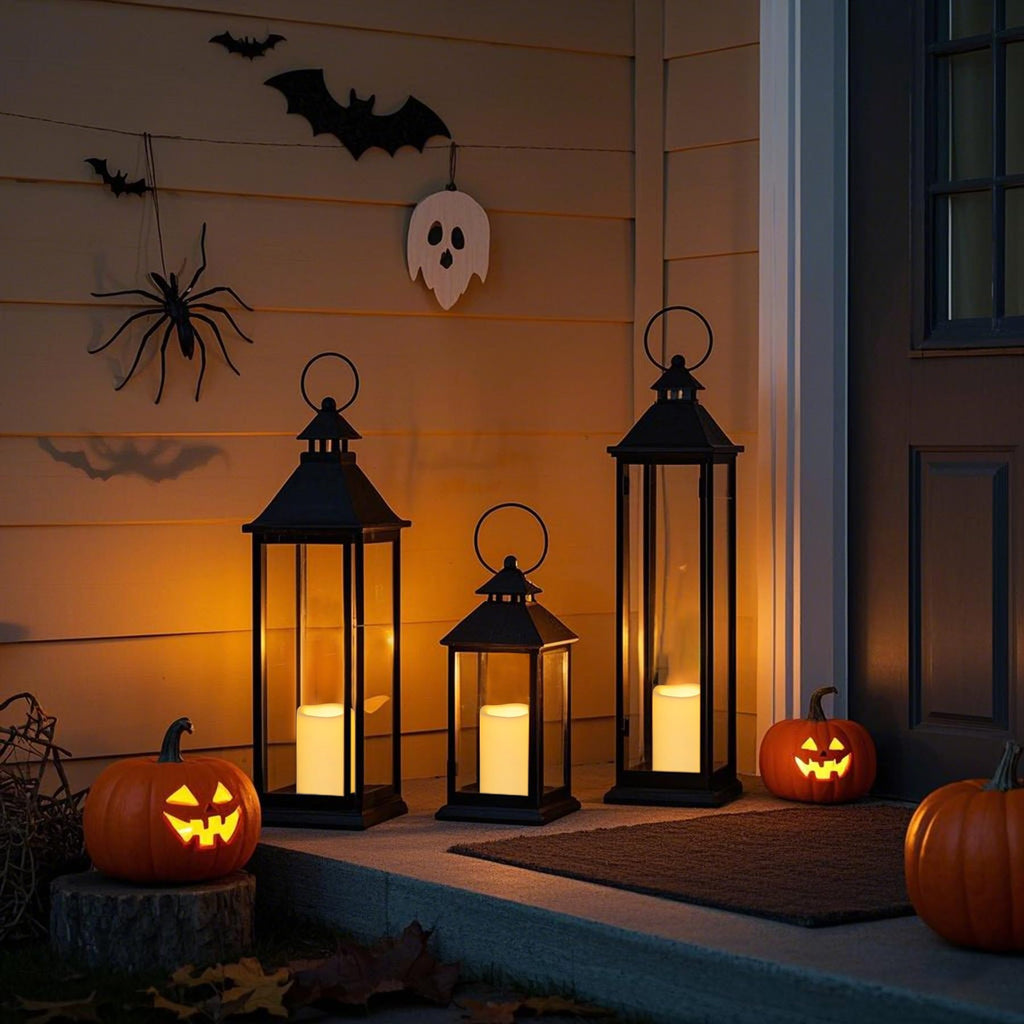Yakpo 2 Pack 10 x 15 cm Waterproof Outdoor Candles with Timer Battery Operated, Large Outdoor LED Candles with Timer, Plastic Electric Flickering Flameless Pillar Candle for Garden Lantern Decorations