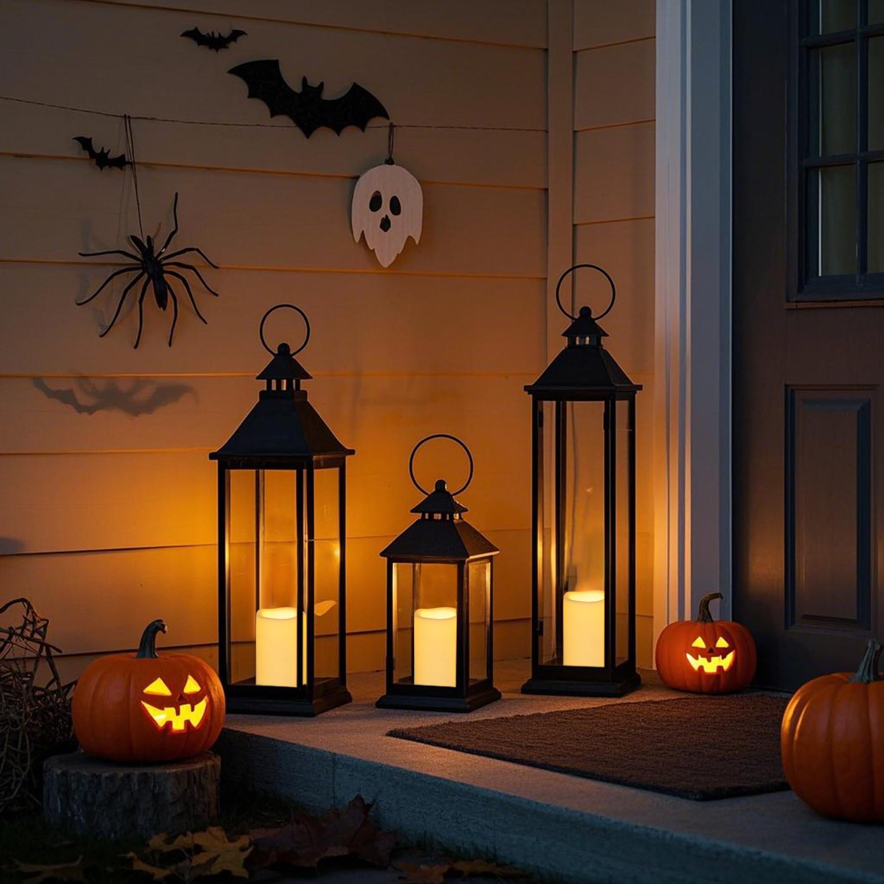 Yakpo 2 Pack 10 x 15 cm Waterproof Outdoor Candles with Timer Battery Operated, Large Outdoor LED Candles with Timer, Plastic Electric Flickering Flameless Pillar Candle for Garden Lantern Decorations