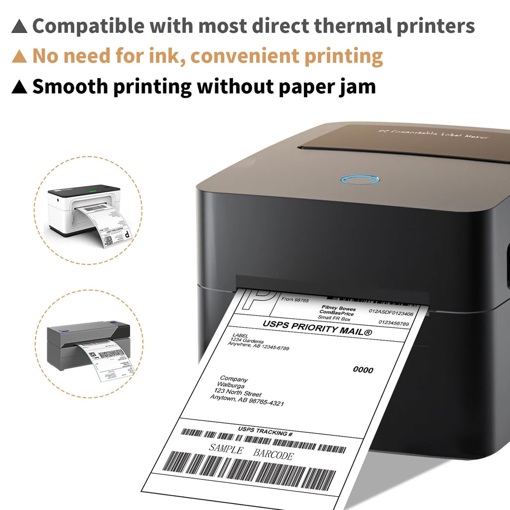 MBLABEL Thermal Direct Labels 1 Stack, 4"x6" Fanfold Thermal Labels, Thermal Shipping Labels Compatible with Zebra, MUNBYN and Rollo, Permanent Adhesive (1000 Labels)