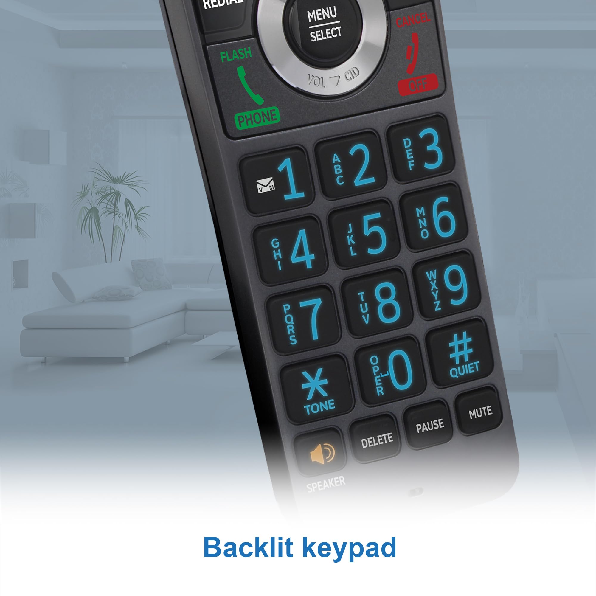 AT&T GL2101 DECT 6.0 Cordless Home Phone with Call Block, Caller ID, Full-Duplex Handset Speakerphone, 2" White Backlit Display, Lighted Keypad (Graphite & Black)