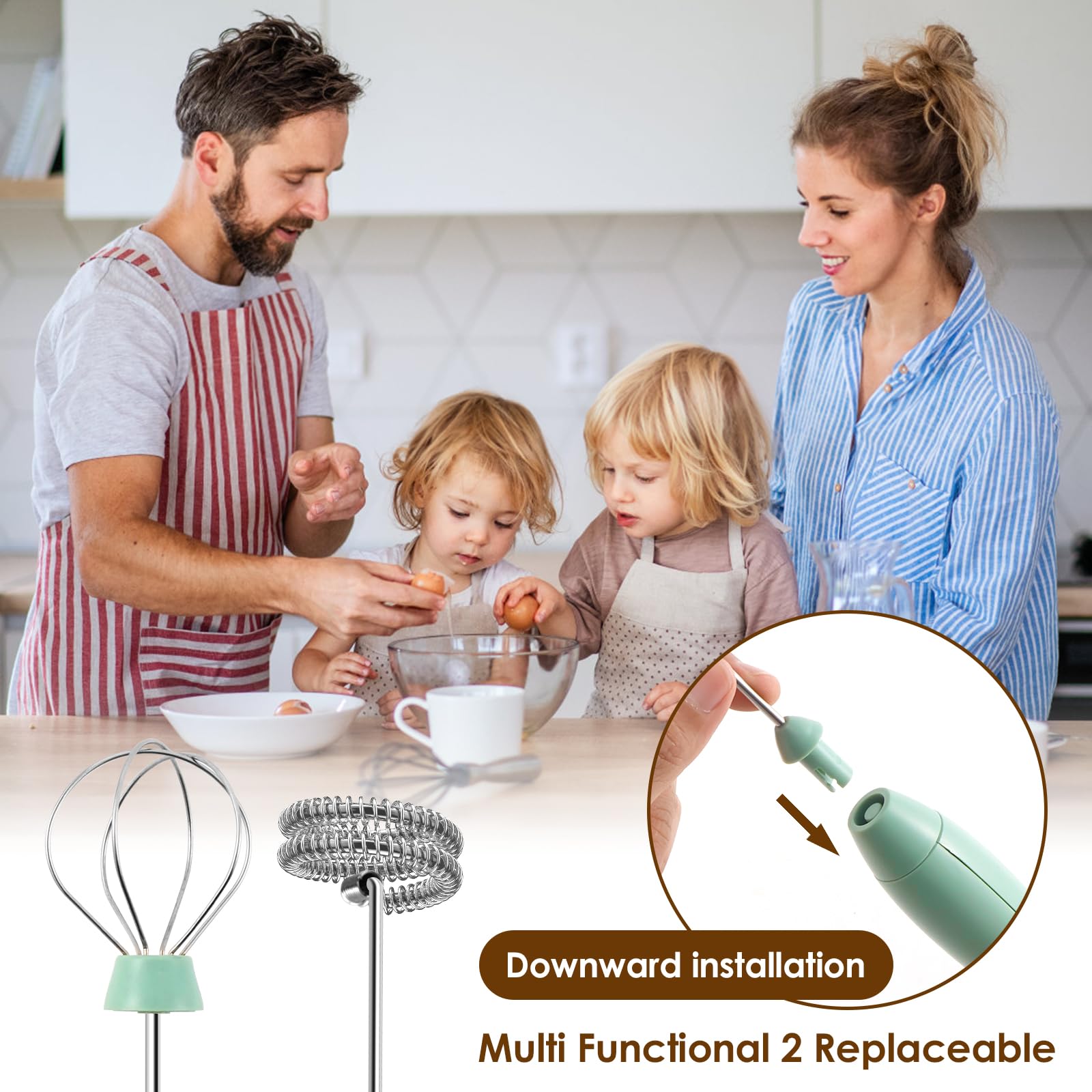 Abizarch Powerful Handheld Milk Frother, Whisk Drink Mixer, Rechargeable Electric Foam Maker, Coffee Frother, Hand Blender, for Latte Cappuccino, Frappe, Matcha Maker