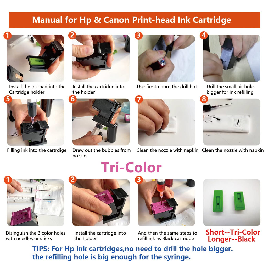 F-Ink 5 Bottles Ink and Refill Kits Compatible for Canon Ink Cartridges 275 276 260 261 245 246 PG-275XL CL 276XL PG-260XL CL-261XL PG-245XL CL-246XL