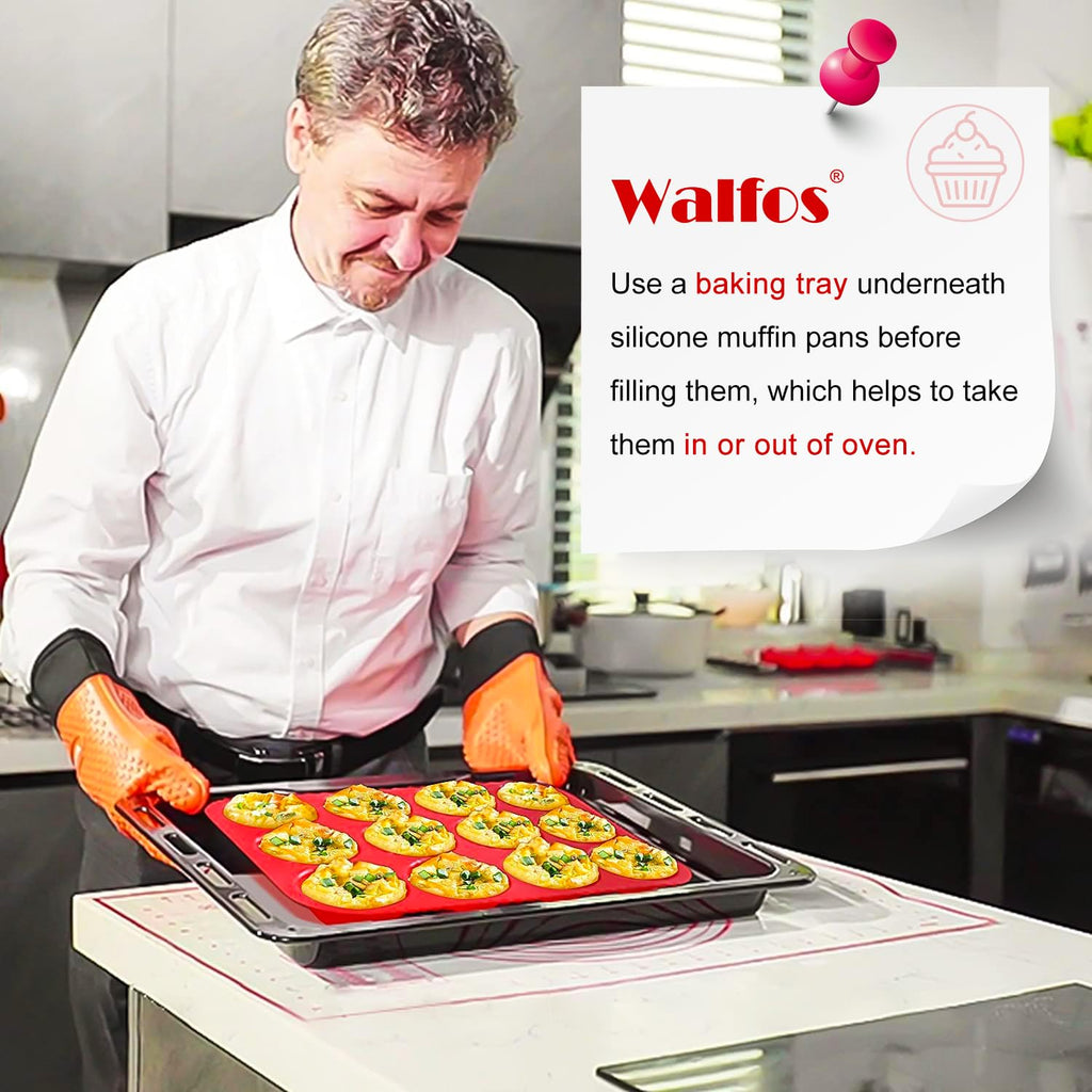 Walfos Silicone Muffin Pan - 12 Cups Regular Cupcake Pan, Non-Stick Silicone Muffin Tin for Egg Muffin, Cupcake, Tart, Bread, BPA Free - 2 Pack
