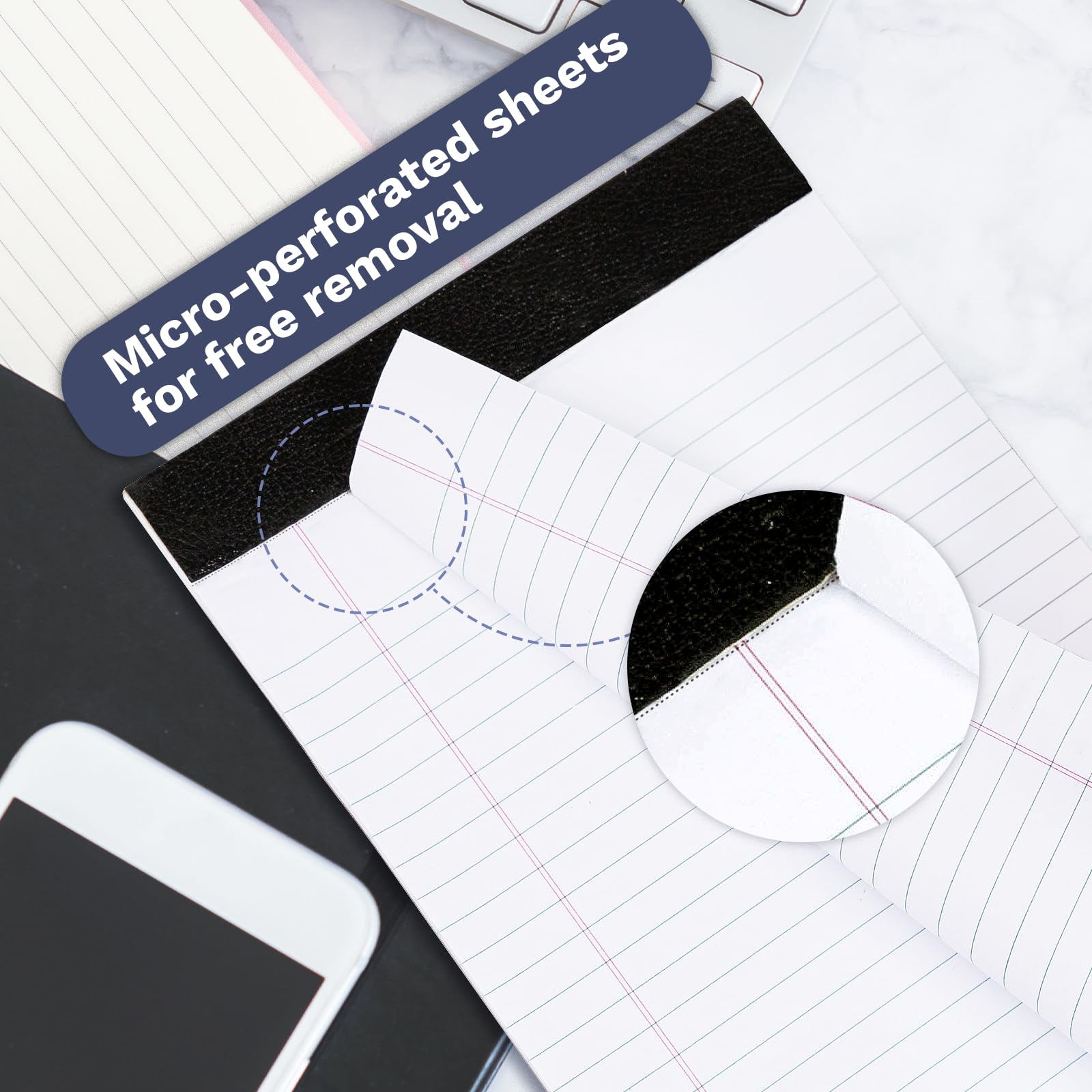 Note Pads 5x8 Narrow Ruled 12 Pack Samll Notepad, Goefun 30 Sheets Legal Pads 5x8 for Work, Perforated White Notepads Lined Paper for Office, School, College