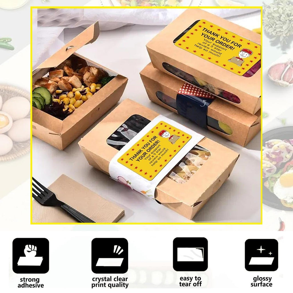 250 Pcs Star Review Delivery Labels Thank You for Your Order Stickers 2 x 3 Inch - Food Delivery Tamper Evident Sealed for Freshness Labels Stickers for Food Package Takeout