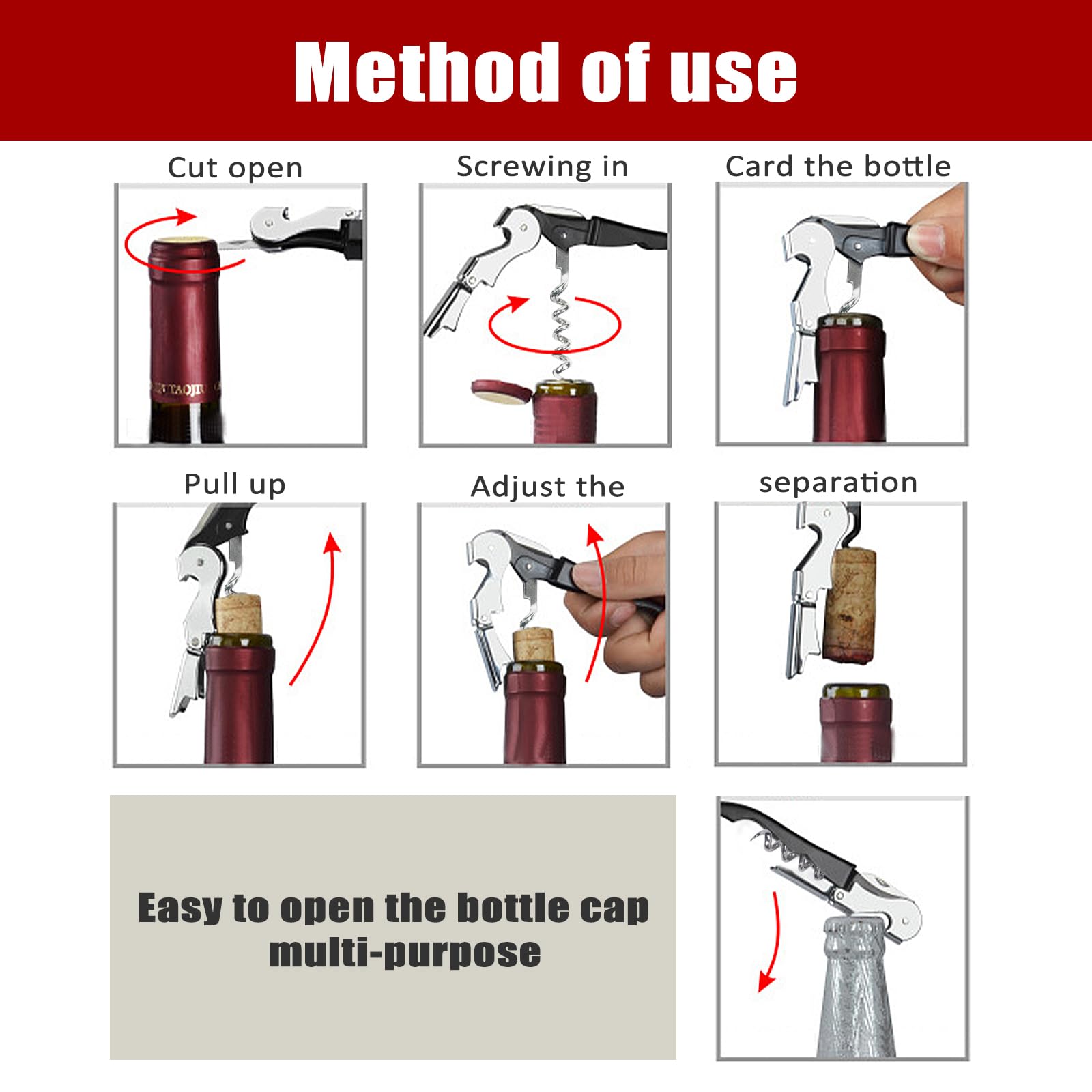 RECUTMS Corkscrew 12 Packs Wine Opener Keys Bulk Stainless Steel Fold Beer or Bottle Openers Serrated Foil Cutter, Perfect for Bars Restaurants Family Company Party (Black)