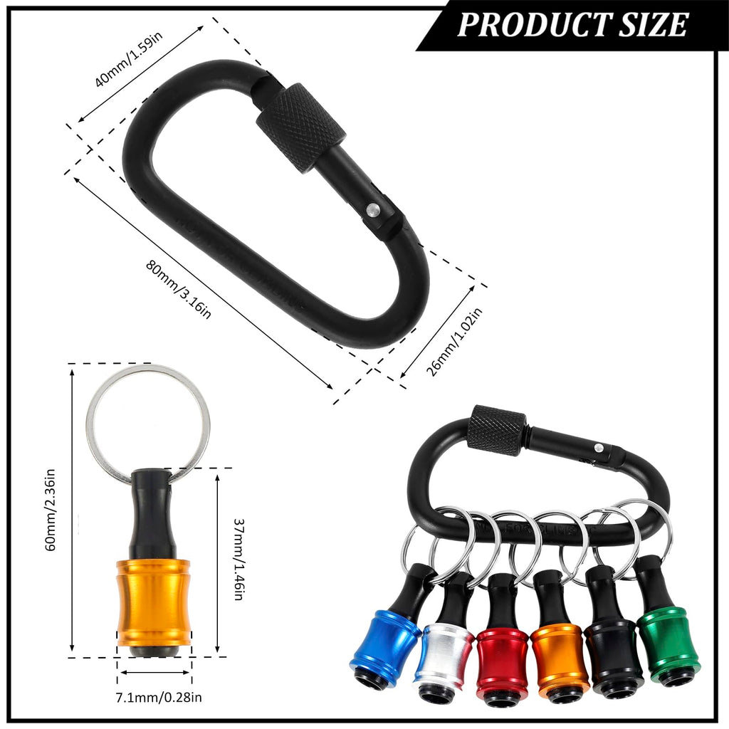 18Pcs 1/4 inch Hex Shank Bit Holder Keychain Portable Socket Drill Bit Holder Quick Change Aluminum Alloy Long and Short Drill Bit Holder Extension Bar Impact Screwdriver Bit Holder Key Chain