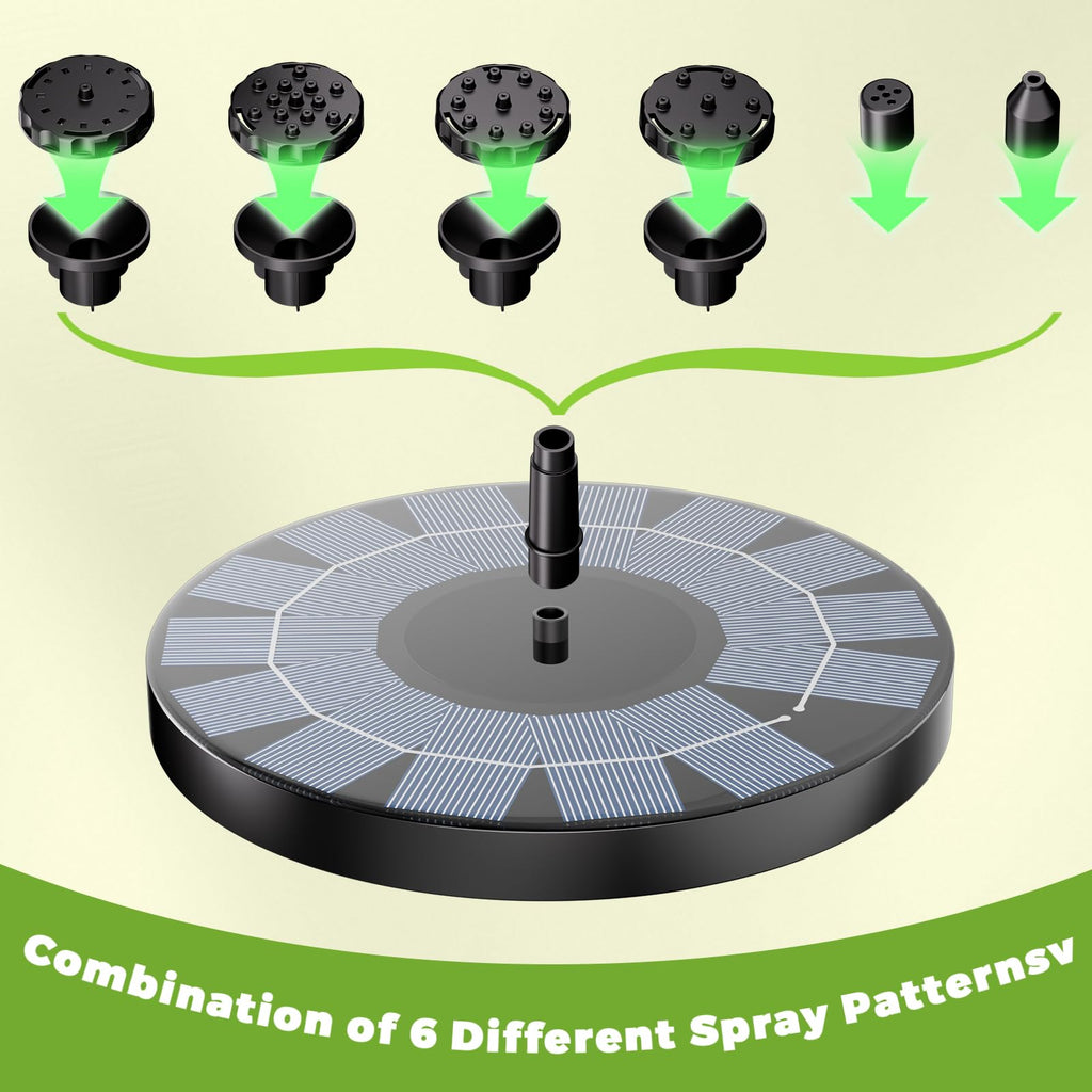 AISITIN Solar Fountain Upgrade, 2.5W 160mm Solar Bird Bath Fountains Pump Outdoor Water Pump Solar Floating Fountain with 6 Fountain Styles for Garden, Bird Bath, Pond, Fish Tank