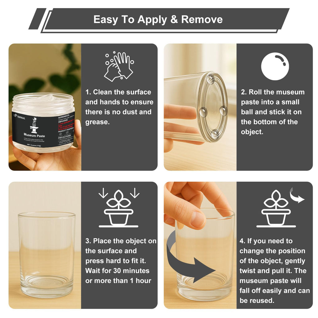 1DFAUL 110g Exhibits Gel for Museum, Removable Clear Museum Paste Putty Wax, Reusable & No Residue, Fixed Collection Artifacts and Decorations to Prevent Vibration, Falling