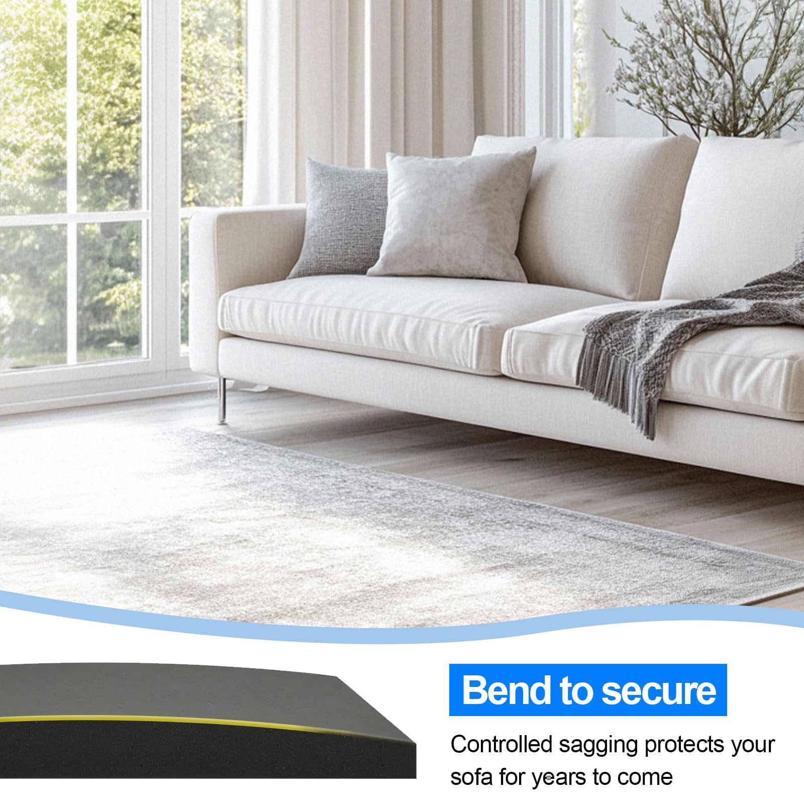 Couch Cushion Support & Sofa Cushion Support - High Density Foam Repair Pad for Sagging Couches, Curved Structure Pressure Distribution, Trimmable Design