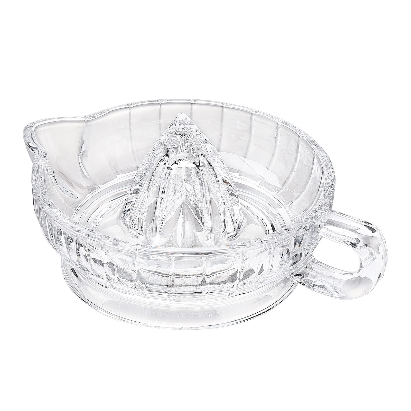 Manual Lemon Squeezer, Glass Juicer for Citrus Fruits, Oranges, Lemons, Limes, in Seconds, Modern Design, Crystal Glass, Handle, Pour Spout, Easy to Use, Widely Used,