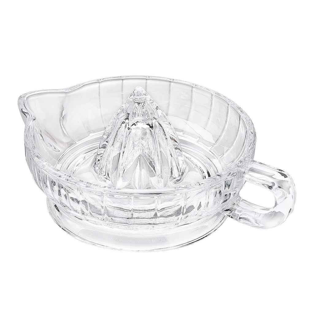 Manual Lemon Squeezer, Glass Juicer for Citrus Fruits, Oranges, Lemons, Limes, in Seconds, Modern Design, Crystal Glass, Handle, Pour Spout, Easy to Use, Widely Used,
