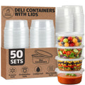 Healthy Packers® 8oz Food Storage Containers with Airtight Lids - Clear Plastic Food Storage Jars - BPA Free | Leakproof - Microwaveable - Reusable - Dishwasher & Freezer Safe (50 pack)