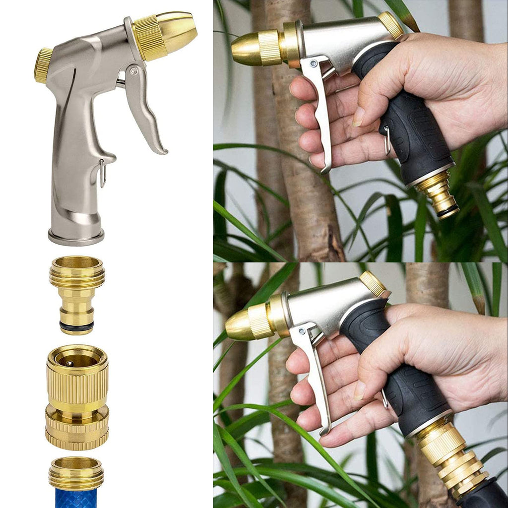 Garden Hose Quick Connectors, Solid Brass 3/4 inch GHT Thread Easy Connect Fittings No-Leak Water Hose Male Female Value Pack (5 Set) with 10pcs Extra Rubber