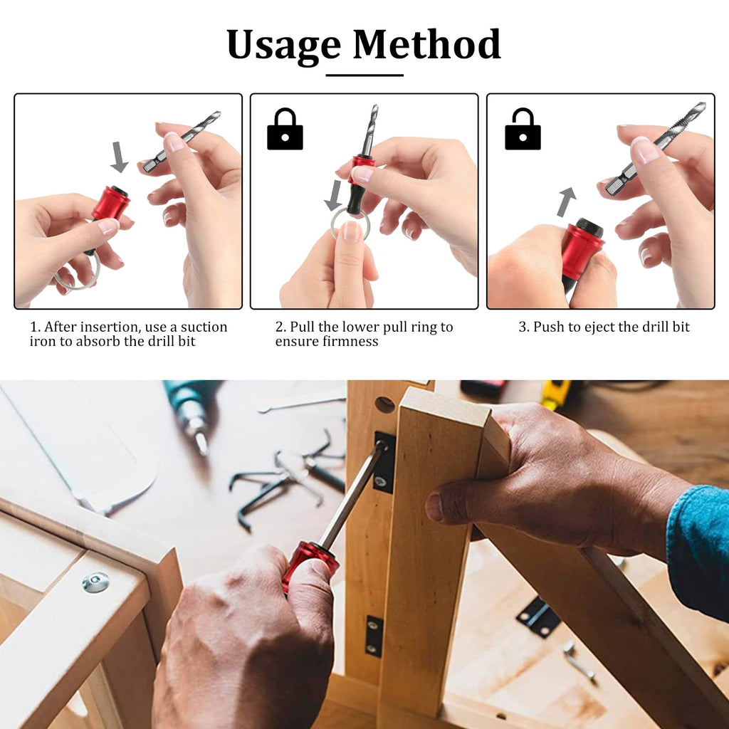 18Pcs Bit Holder Keychain 1/4 Inch Hex Shank Screwdriver Bits Holder Portable Quick-Change Drill Bit Holder Extension Bar Keychain Screw Adapter Carabiner Bit Holder for Drill Bit (18Pcs)