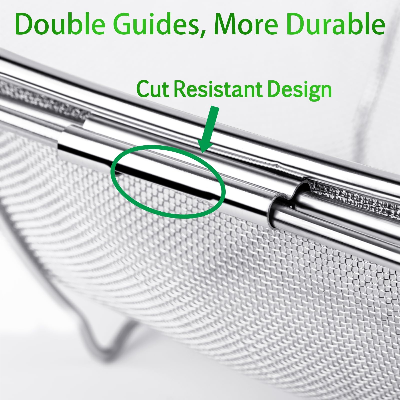 6-Quart Large Over The Sink Colander, 18/8 Stainless Steel Fine Mesh Strainer Basket with Expandable Rubber Grip Handles - Strain, Drain, Rinse Fruits, Vegetables