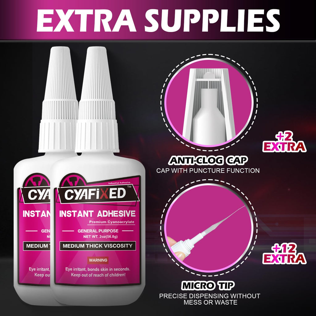 Super Glue Liquid for Plastic Ceramic Wood, 113.6 Gram Medium Thick All Purpose Clear Cyanoacrylate Adhesive, Heavy Duty CA Glue for 3D Print Model Shoe Aquarium Leather Glass Metal Rubber Craft