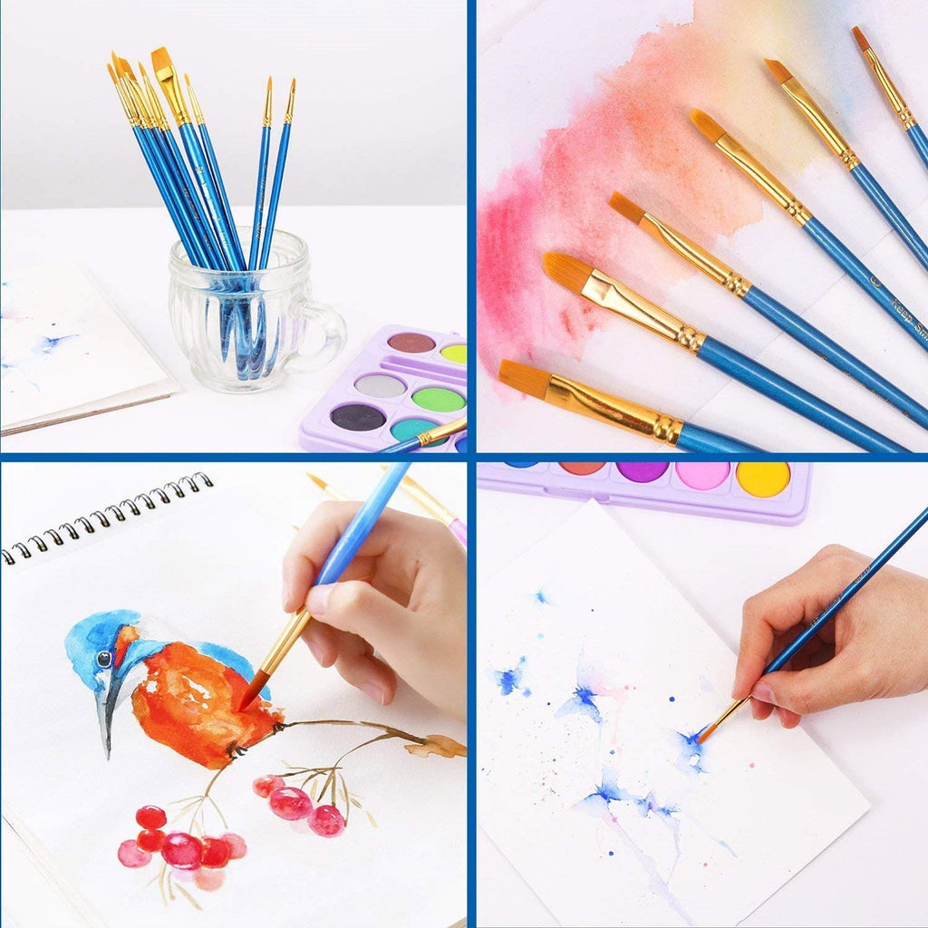 AROIC Acrylic Paint Brush Set, 6 Packs / 60 pcs Nylon Hair Brushes for All Purpose Oil Watercolor Painting Artist Professional Kits, Bulk Paint Brushes for Art Supplies