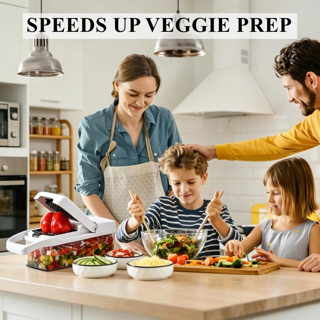 17-in-1 Vegetable Chopper Mandoline Slicer - 11 Interchangeable Blades Veggie Dicer Cutter with Container, Drain Strainer, Peeler, Hand Guard - BPA-Free Kitchen Food Chopper for Onion, Potato, Carrot