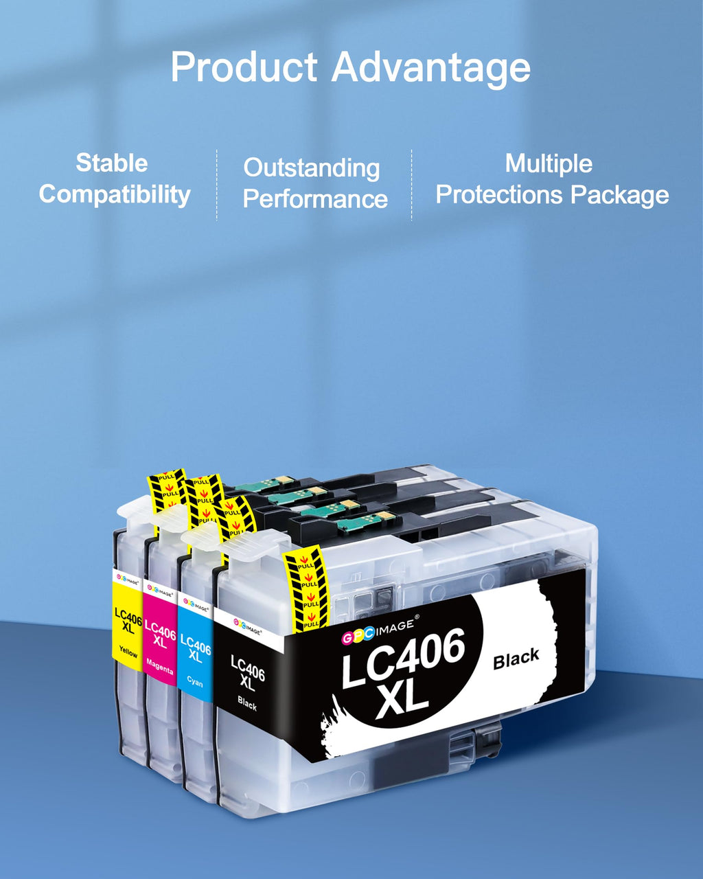 GPC Image LC406XL High Yield Ink Cartridge for Printer for LC406 Ink Cartridges LC406XL LC 406 XL use with MFC-J4535DW MFC-J4335DW MFC-J5855DW MFC-J6555DW Printer (4 Pack)
