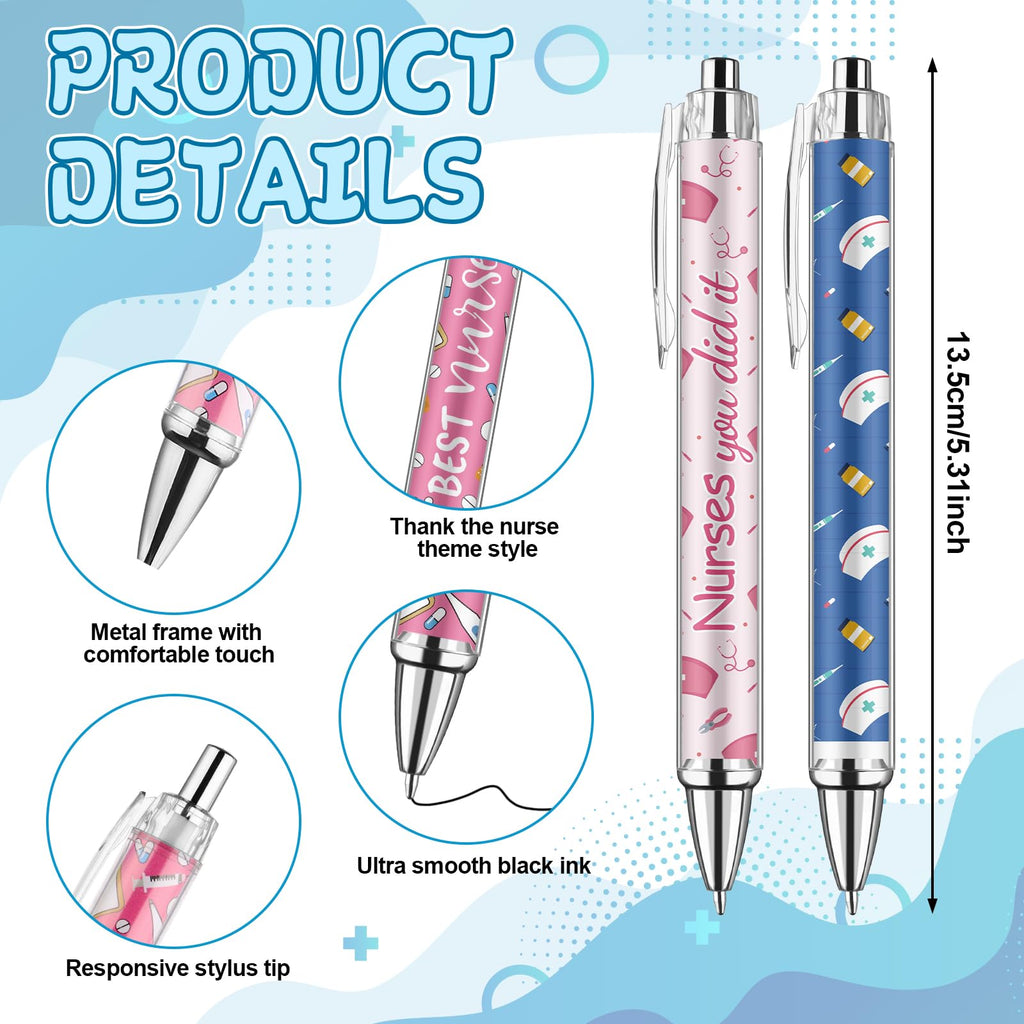 24 Pcs Nurse Gifts Bulk Nurses Week Gifts Nursing Pens Funny Cartoon Ballpoint Pen Nurse Day Gift Nursing Week Appreciation Gift for Women Men Doctor Teachers Medical Assistants Nursing Students