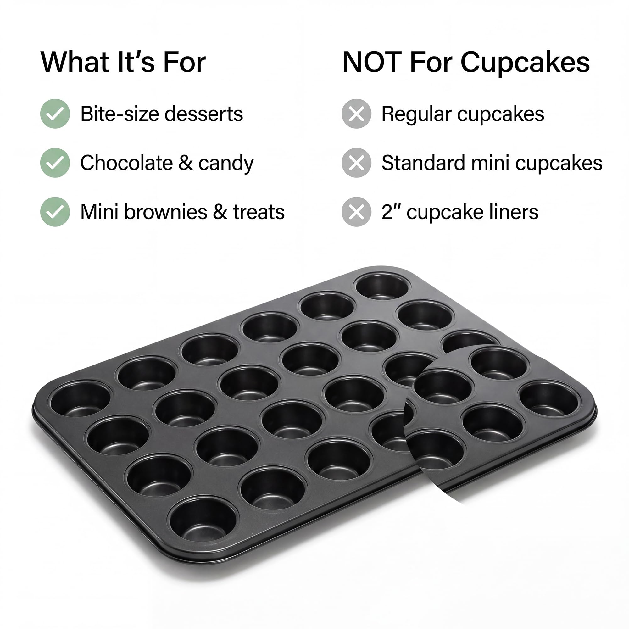 Kingrol 24-Cup Nonstick Mini Cupcake & Muffin Pans, Carbon Steel Baking Pans, Cake Moulds - 2 Pack