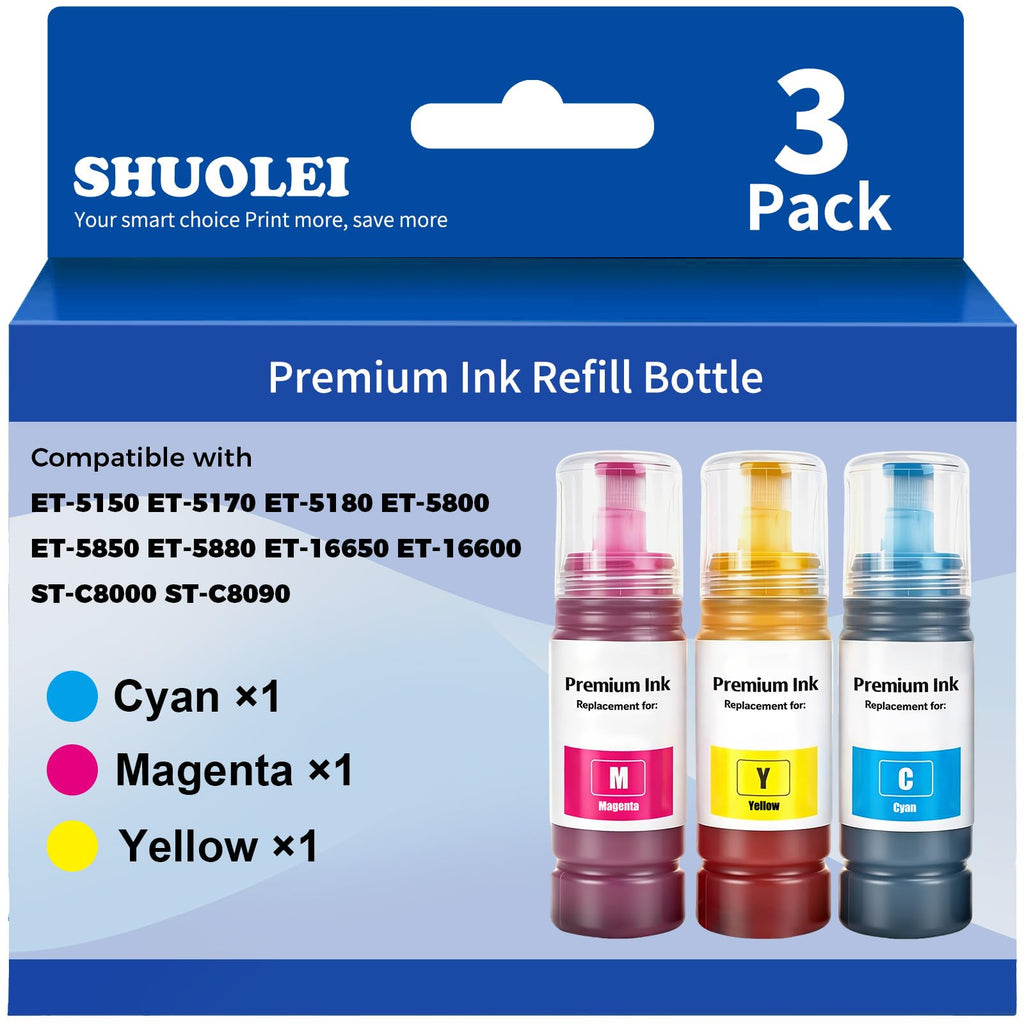 542 Ink Refill Bottles T-5150 ET-5170 ET-5850 ET-5800 Replacement for Epson 542 Ink Refill Bottles for Pro ET-5150 ET-5170 ET-5180 ET-5800 ET-5850 ET-5880 ET-16600 ET-16650 Printer 3Pack CMY