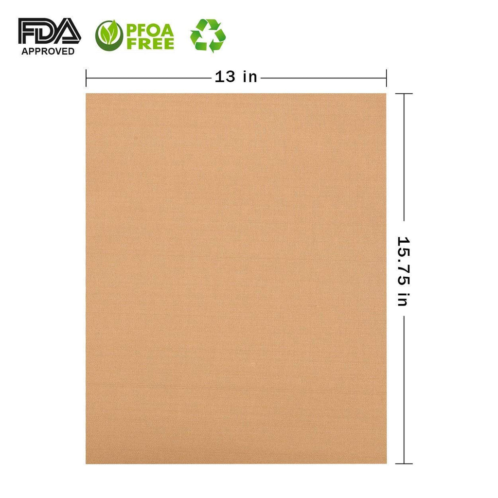 Kibon BBQ Grill Mat Oven Liner Charcoal BBQ Copper Grilling Mats 100% Non Stick Teflon Sheet,Oven Sheet Reusable, FDA-Approved & Easy to Clean for Electric Grill, Gas, Microwave, Charcoal and Toaster Oven 15.7 x 13 Inch (5 PCS)