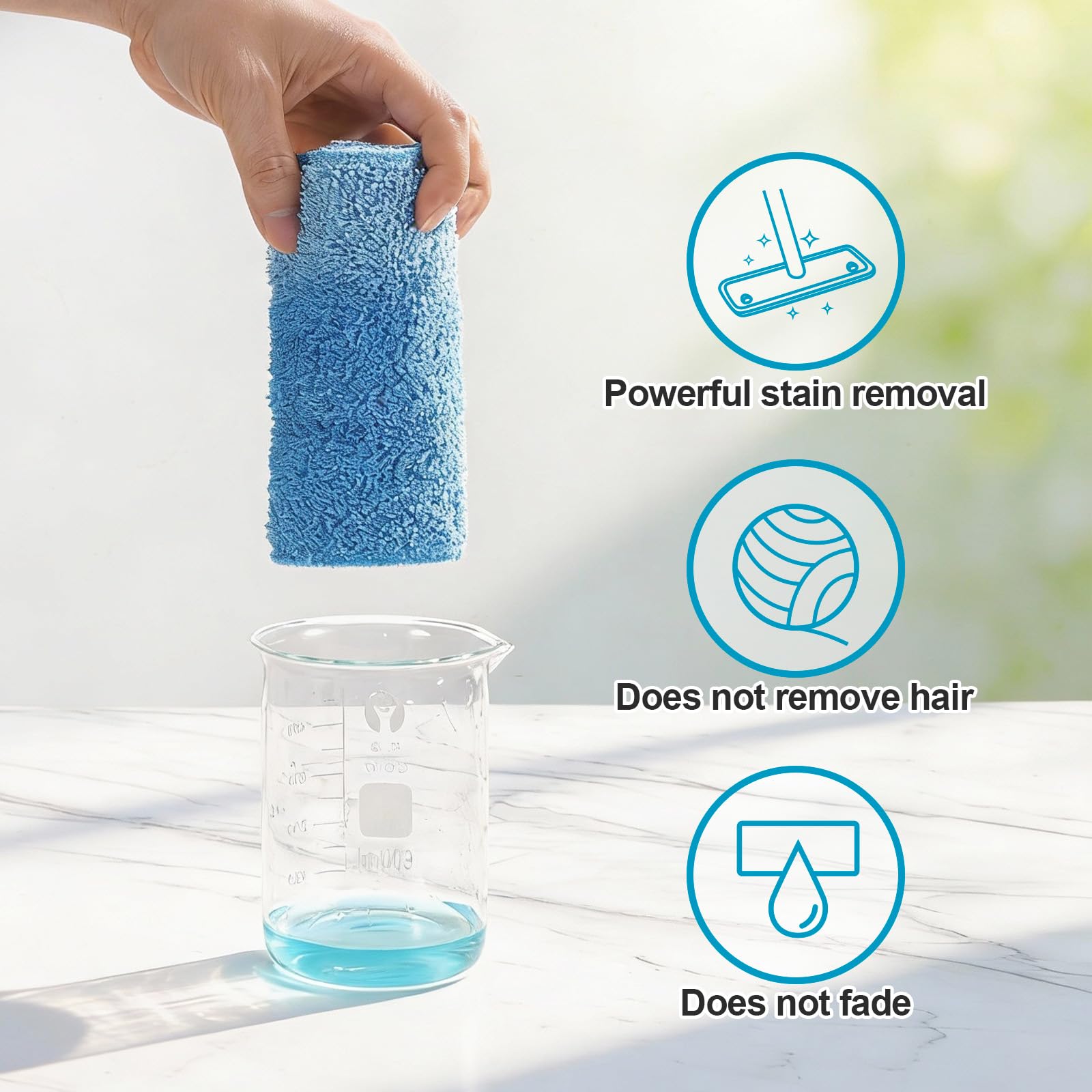 HOMEE Microfiber Mop Replacement, 6 Pack 18''x 6'' Reusable Mop Heads Replacements, Compatible with Bona Floor Care System Wet/Dry Home & Commercial, Cleaning Scrubbing Floor Mop Pad - Blue