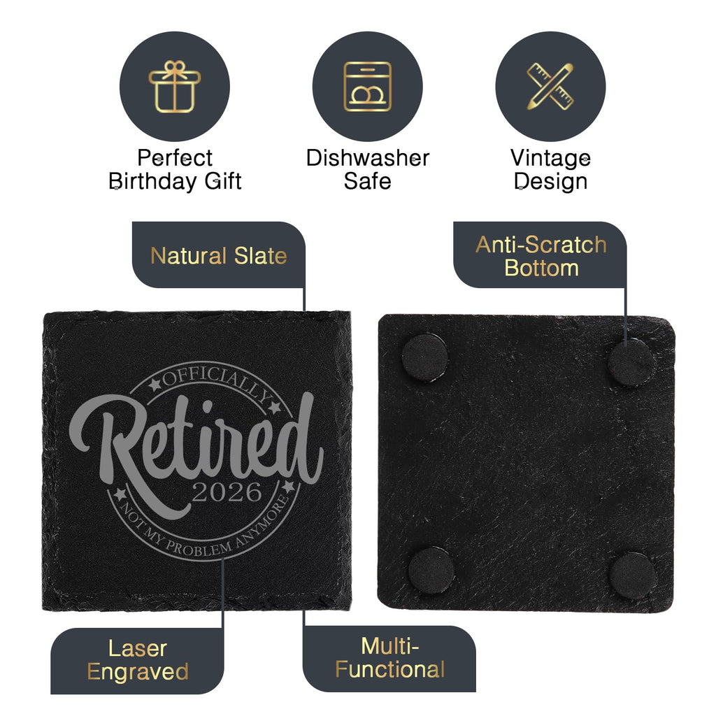 Retirement Gifts for Men 2026 - Retirement Beer Glass with Stone Coasters, Bottle Opener, Funny Beer Glass Unique Gift For Dad, Grandpa, Friends, Family