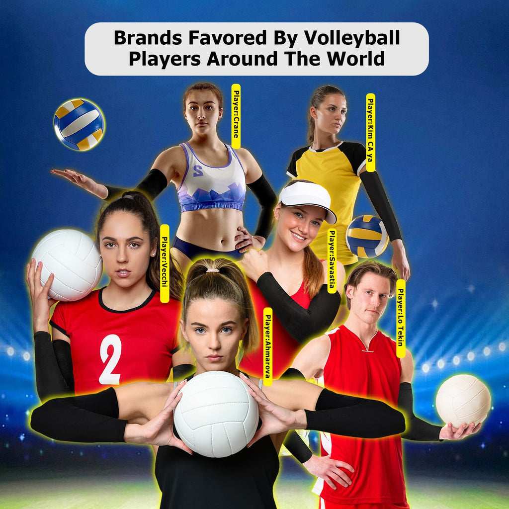 Peabownn Volleyball Arm Sleeves youth 3XS-2XL - Compression Volleyball Arm Sleeves for Women Teen Black S