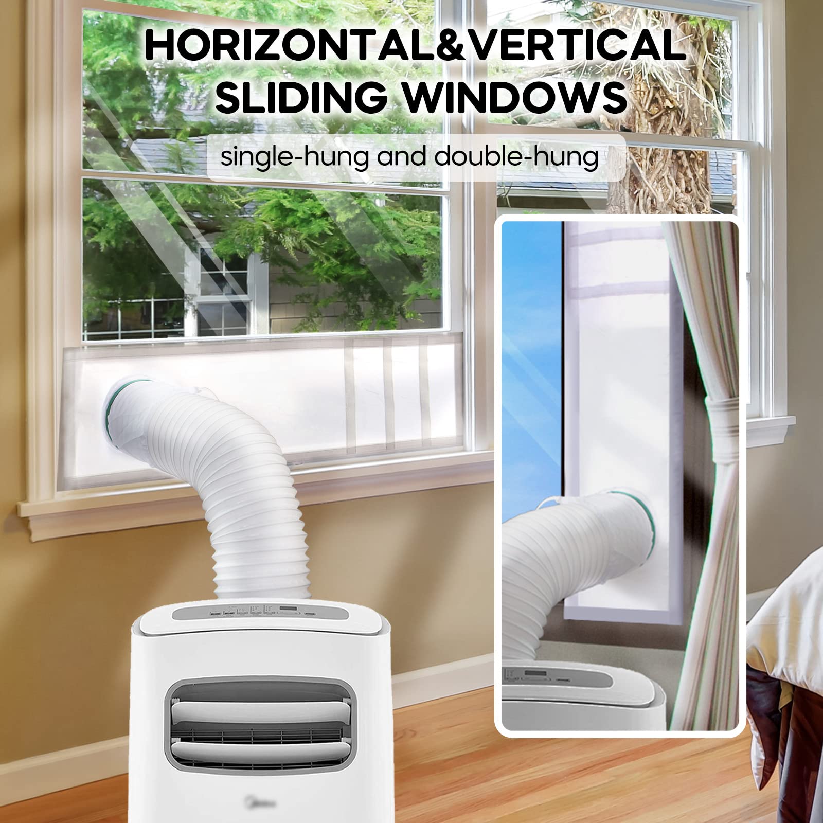 LOVIGA Portable Air Conditioner Window Kit, Window Vent Kit Seal Kit for Portable Air Conditioner Dryer, 25x102~162cm Length Adjustable 2022 Upgraded 100% Sealing Waterproof Easy to Install