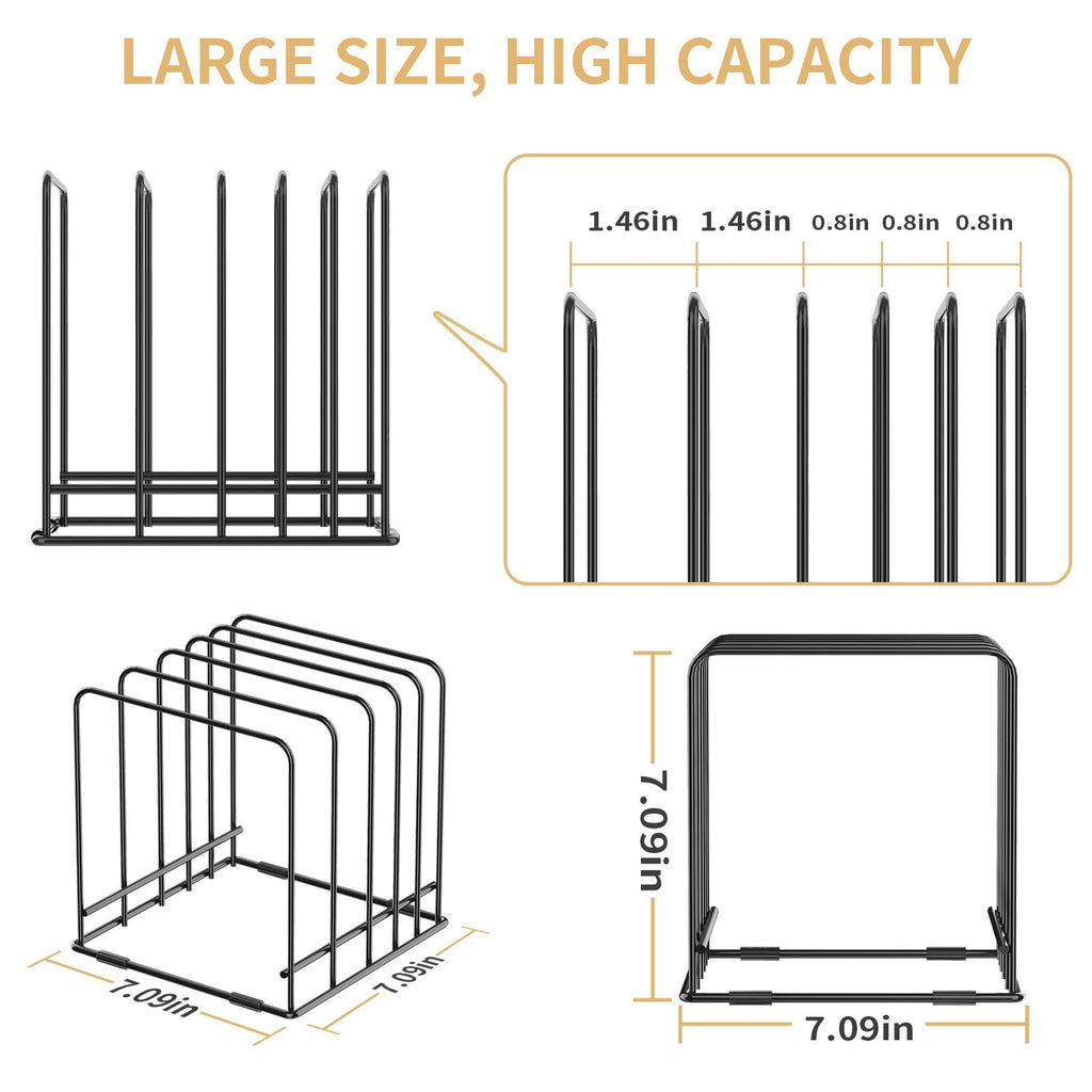 2-Pack Cutting Board Organizer, Kitchen Cabinet Organizer Storage Rack, Divided 5 Slots Holder Stand for Baking Cookie Pan, Cookie Sheets Organizer for Kitchen Countertop