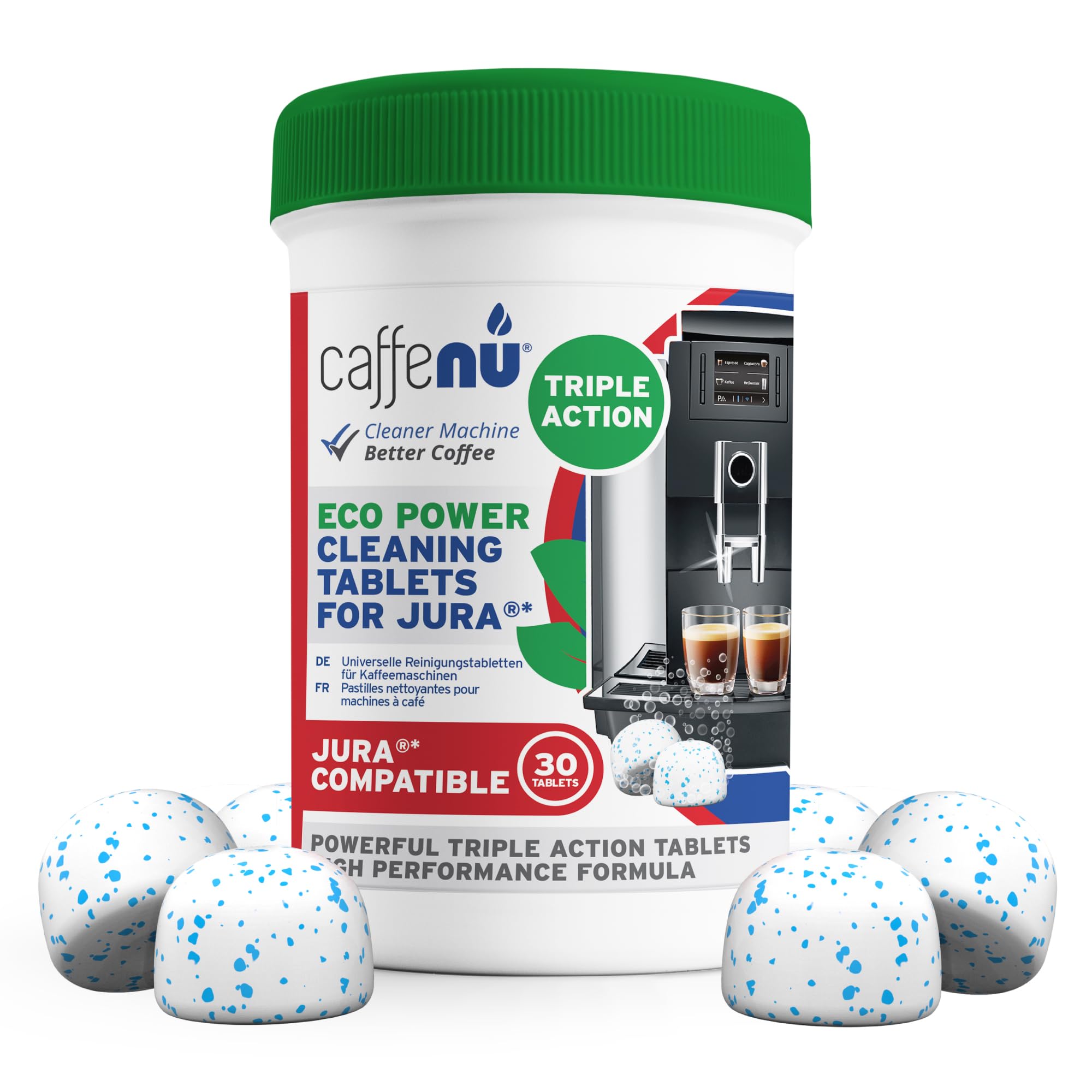 Jura Compatible Cleaning Tablets. 30 Tablets Cleaning. Coffee Cleaning Tablets - Cleans Internal Parts, Portafilter, Inaccessible Areas. Use On All Home & Pro Jura Coffee Machines.