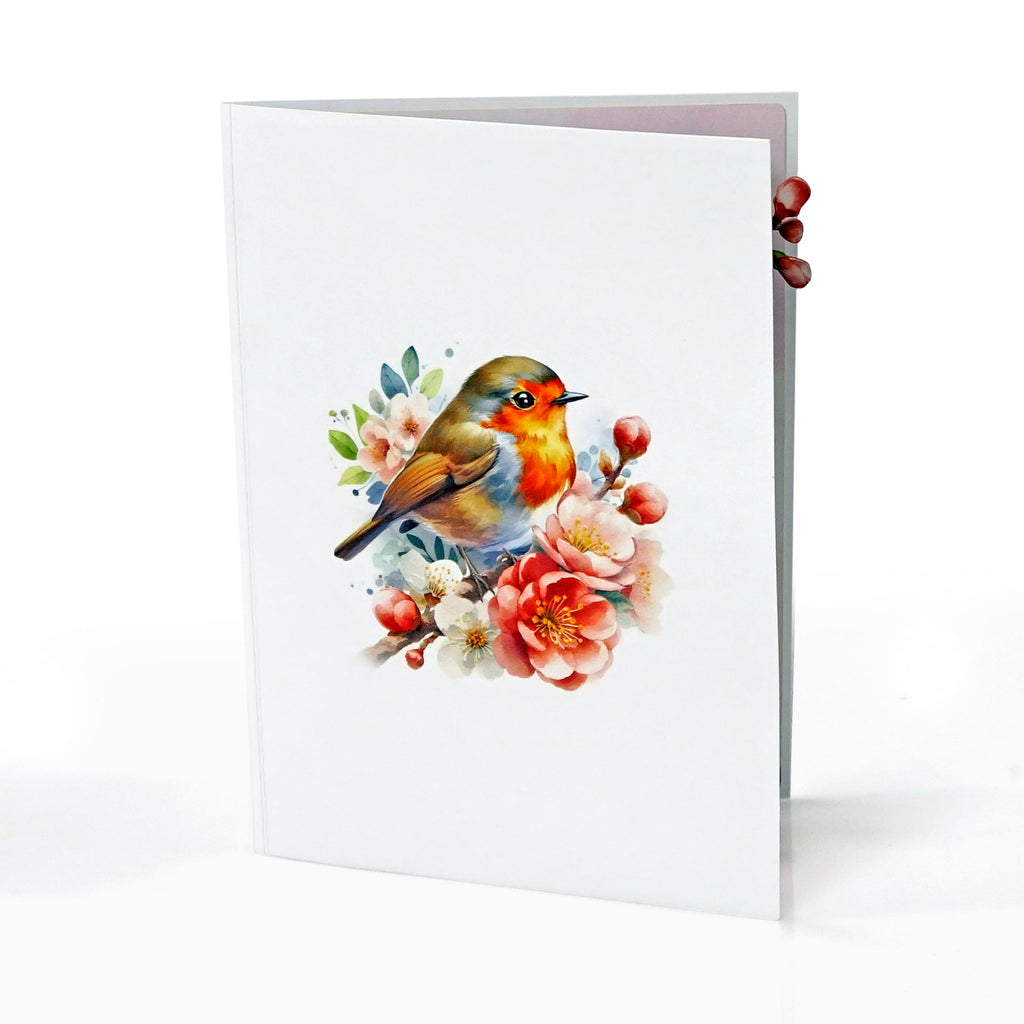 CUTPOPUP Mothers Day Pop Up Card for Mom, 3D Robin Bird Cherry Blossom Greeting Card, Birthday Card for Mom, Grandma, Wife, Floral Card for Women