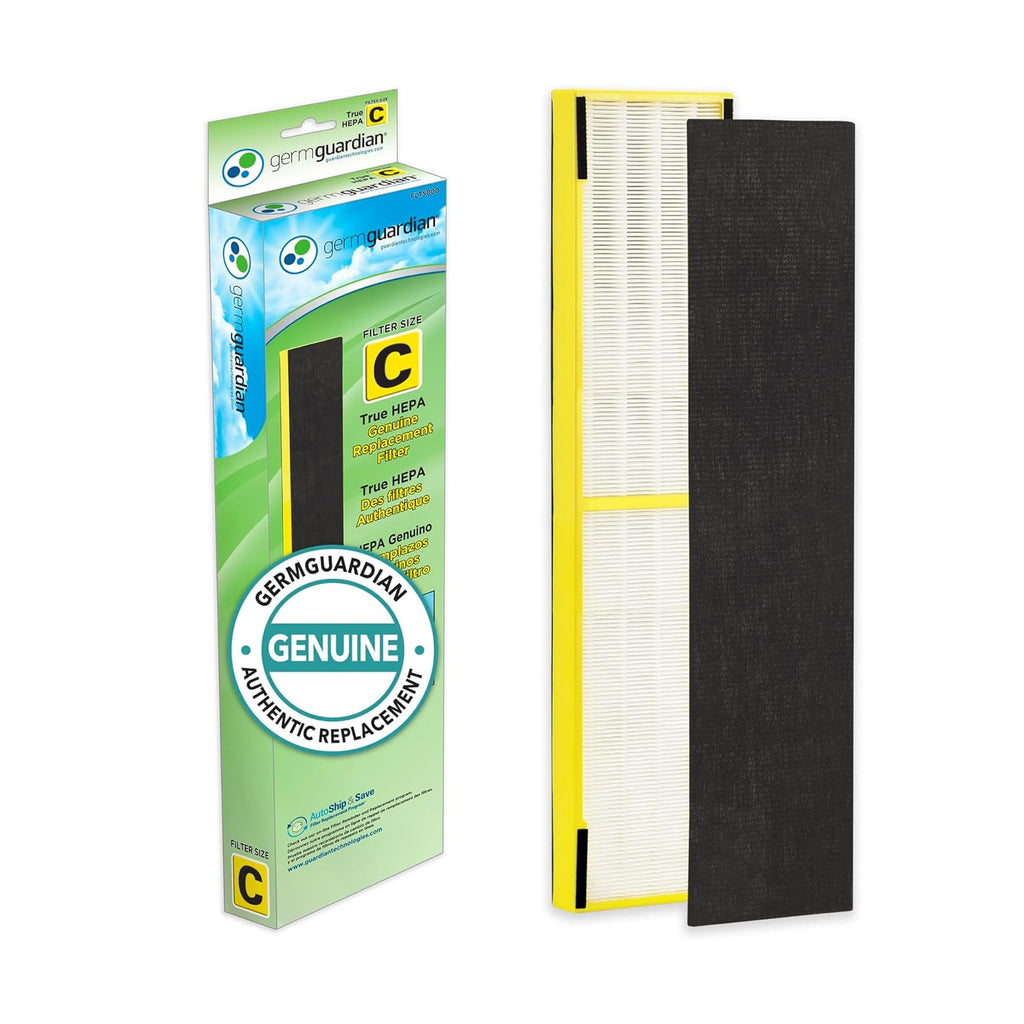 GermGuardian Filter C HEPA Pure Genuine Air Purifier Filter, Removes 99.97% of Pollutants, Wildfire Smoke, Odors, for AC5250PT, AC5000, AC5300, AC5350, AP2800, Black/Yellow, FLT5000