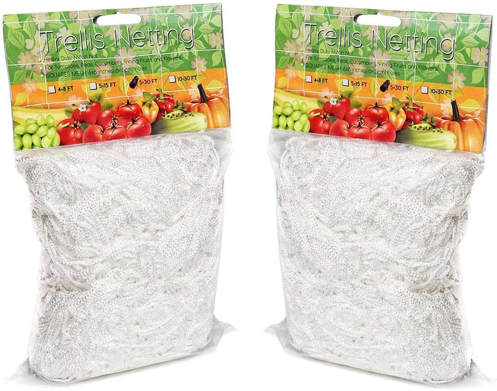 Garden Plant Trellis Netting 5*30ft, VASLON Plant Netting 2 Pack Heavy-Duty Polyester Trellis Net for Climbing Plants Outdoor & Indoor