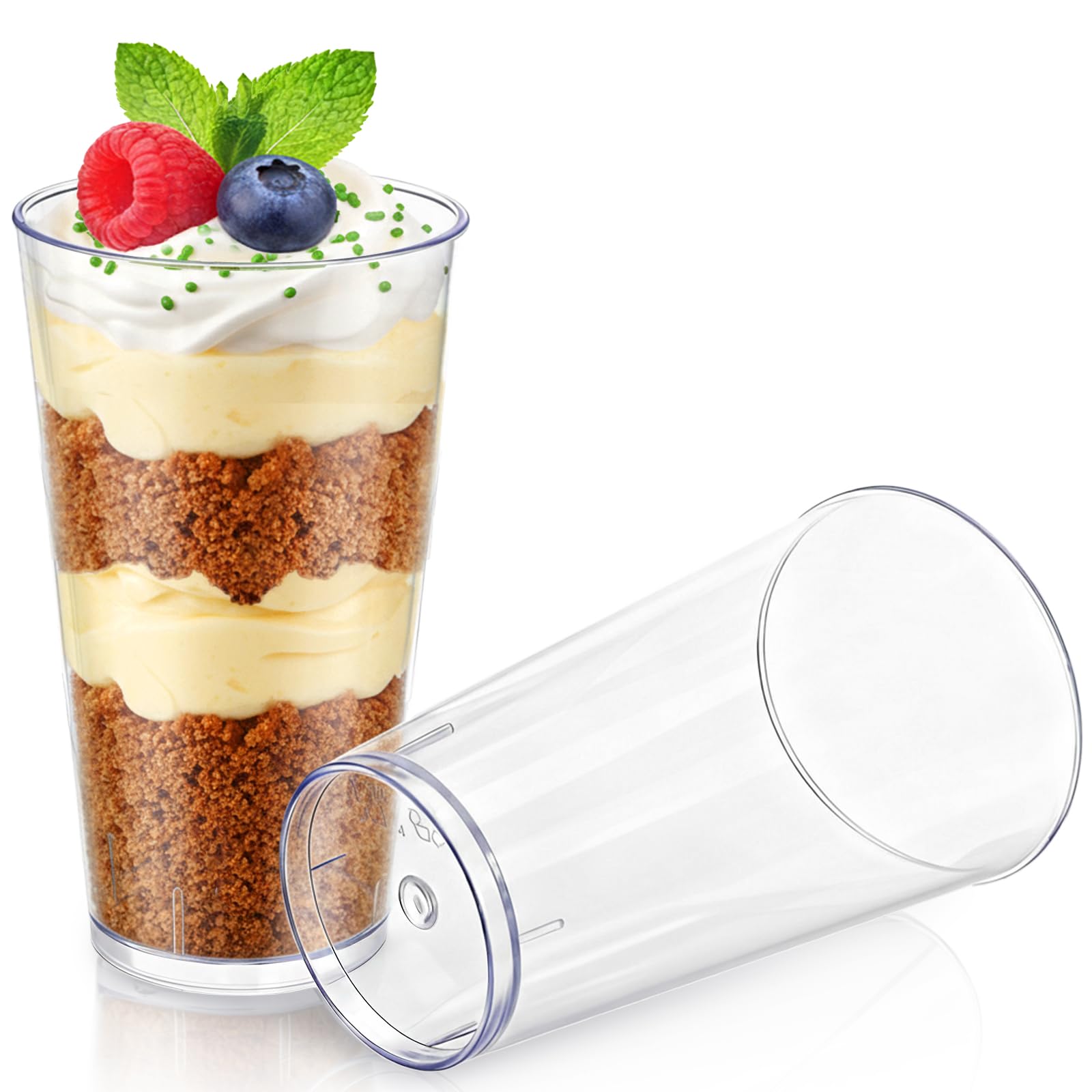 Peohud 100 Pack 3oz Dessert Cups with Spoons, Mini Dessert Shooter Cups, Parfait Appetizer Cups Shot Glasses for Desserts, Pudding, Event and Party