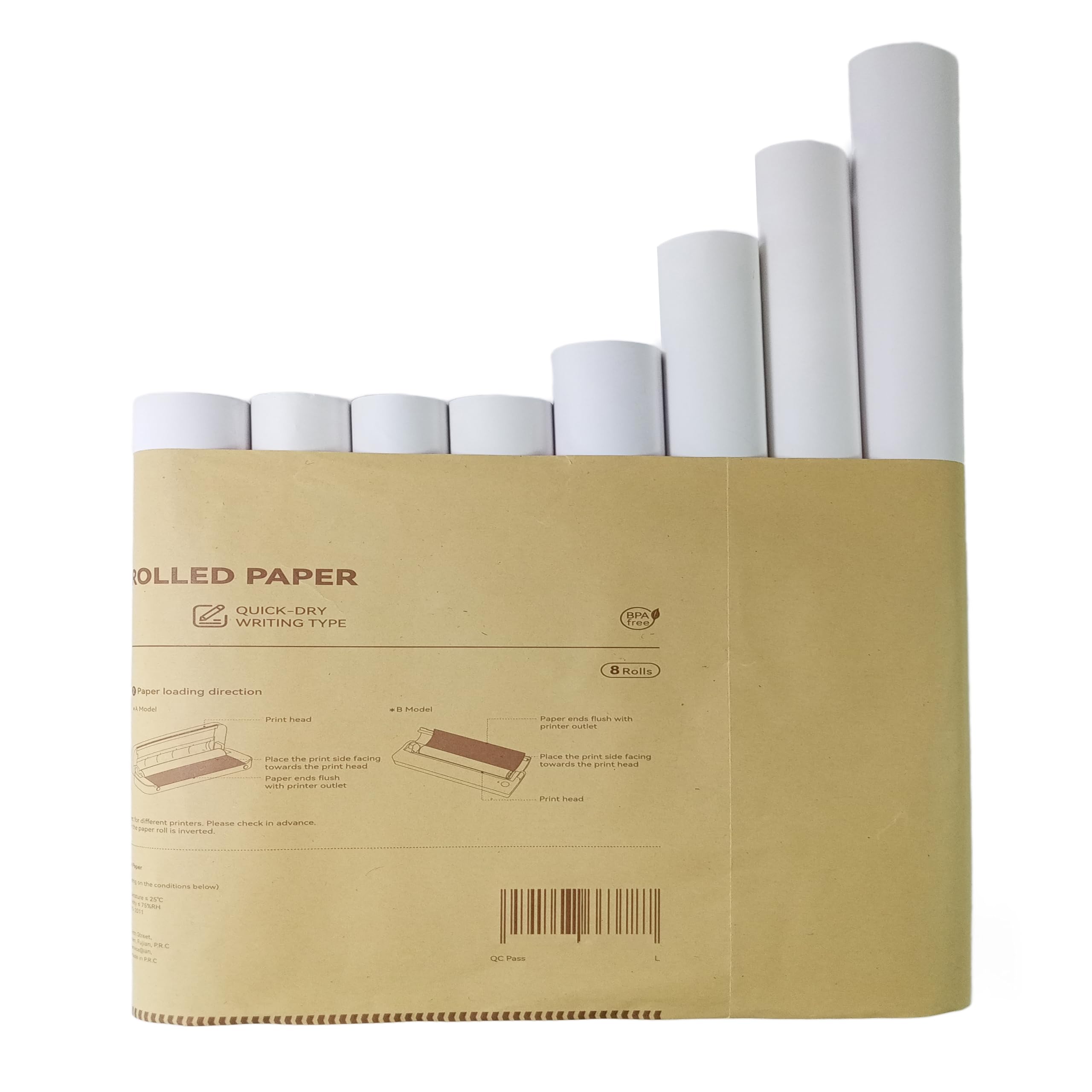 8 Rolls (About 200 Pages), Thermal Paper 8.5 x 11 Letter Size, Rolled, Quick Dry for Pen, not 3 proofing, BPA Free. for IOOIOO Peripage and Other Thermal Printer (Lasting 3 Years)