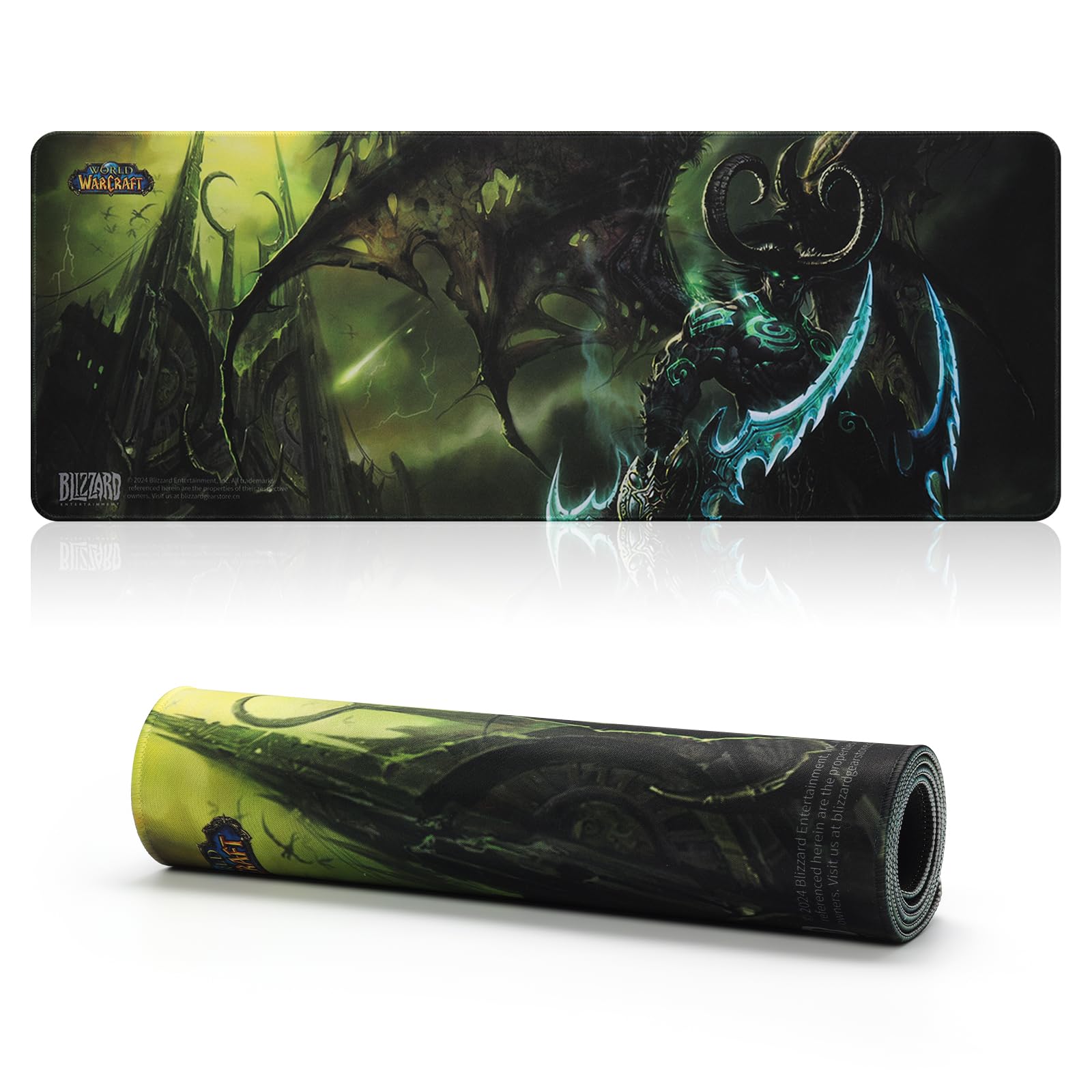 Blizzard Wow XXL Gaming Mouse Pad, Keyboard Pad for Gamer, Office & Home, Non-Slip Rubber Base, Extended Desk Mat with Stitched Edge, Easy to Clean, 80 * 30CM (Green)