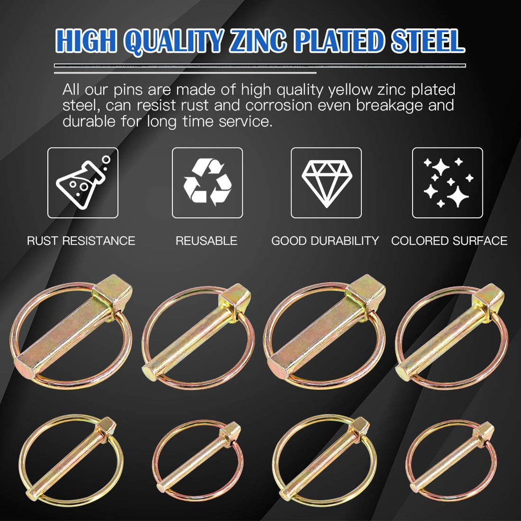 Glarks - 30 Lynching Pins Assortment Kit for Agricultural Tractors, Trailers, Trucks, Lawn Mowers