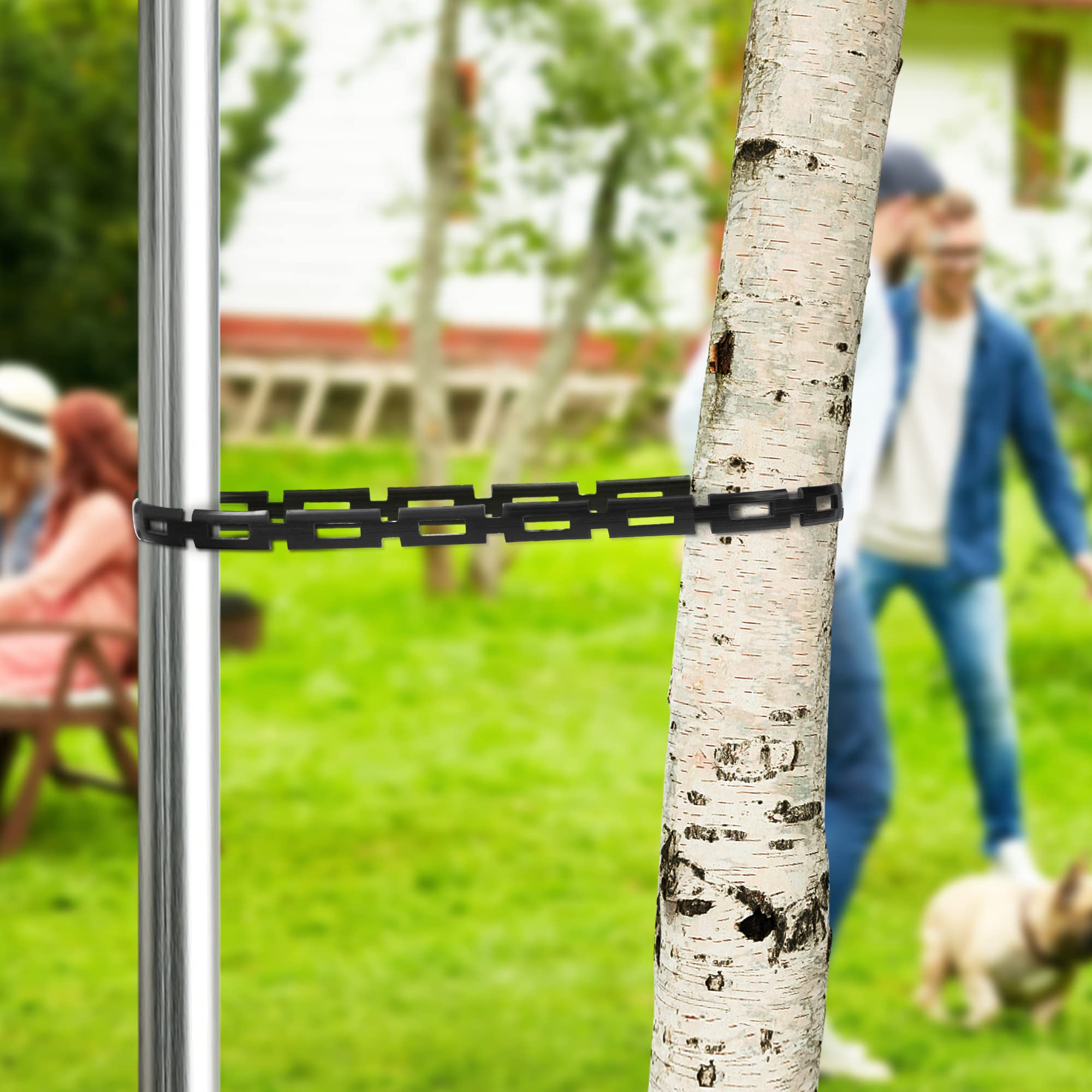 CODREE 50 FT Plastic Chain Lock Tree Tie - 1/2 Inch Wide Adjustable Tree Support Straps for Staking - Flexible Reusable Cable Plant Ties
