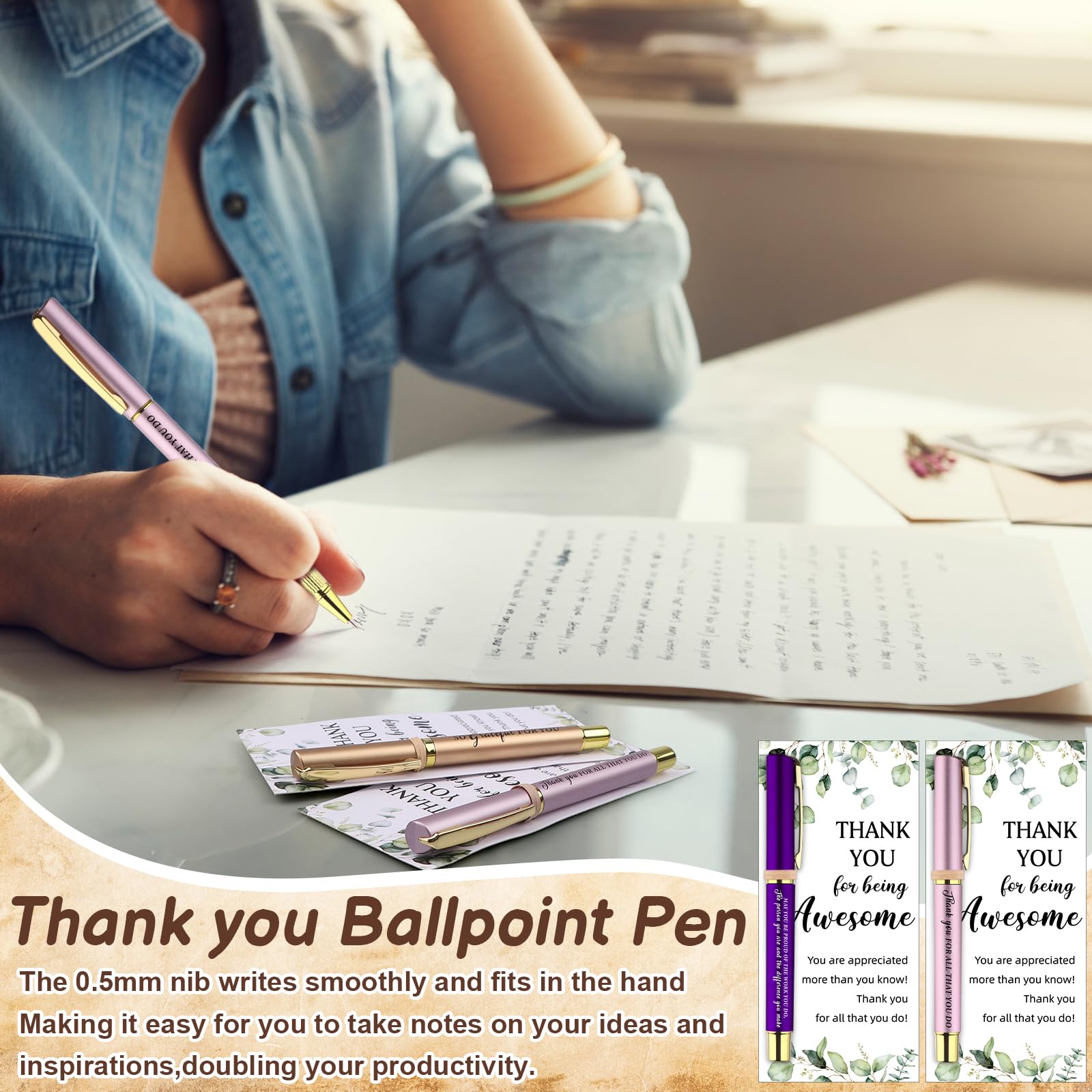 30 Sets Thank You Gifts Employee Appreciation Gift Bulk for Coworkers Motivational Pens with Thank You Cards Gift Bags Inspirational Gifts for Colleagues Staff Teacher Nurses Volunteer Team