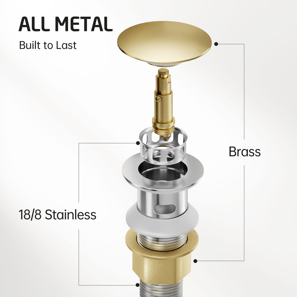 KES Bathroom Sink Drain with Strainer Basket Hair Catcher Anti Clog Pop Up Drain Stopper Vanity Vessel Sink with Overflow, Polished Chrome S2013A-CH