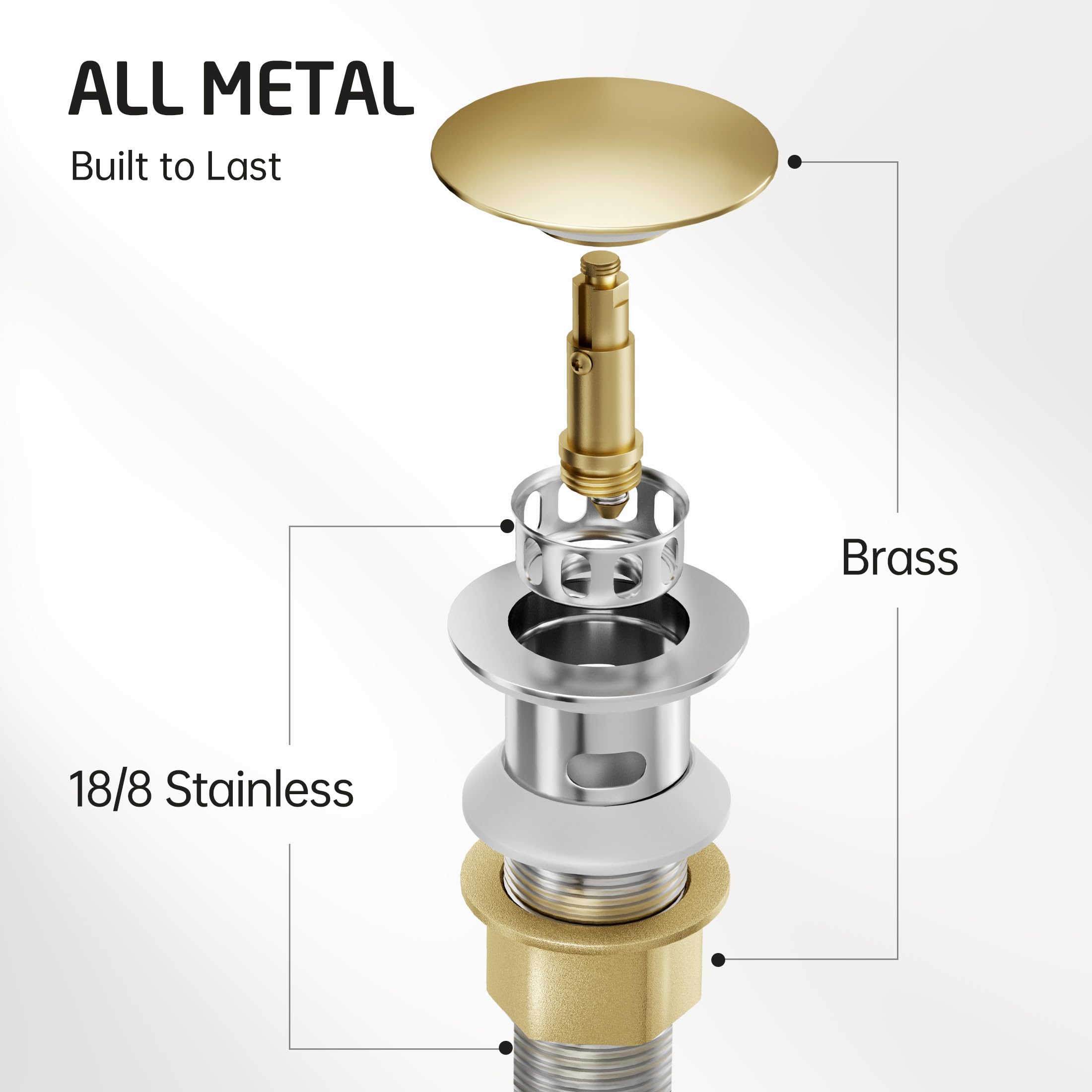 KES Bathroom Sink Drain with Strainer Basket Hair Catcher Anti Clog Pop Up Drain Stopper Vanity Vessel Sink with Overflow, Polished Chrome S2013A-CH