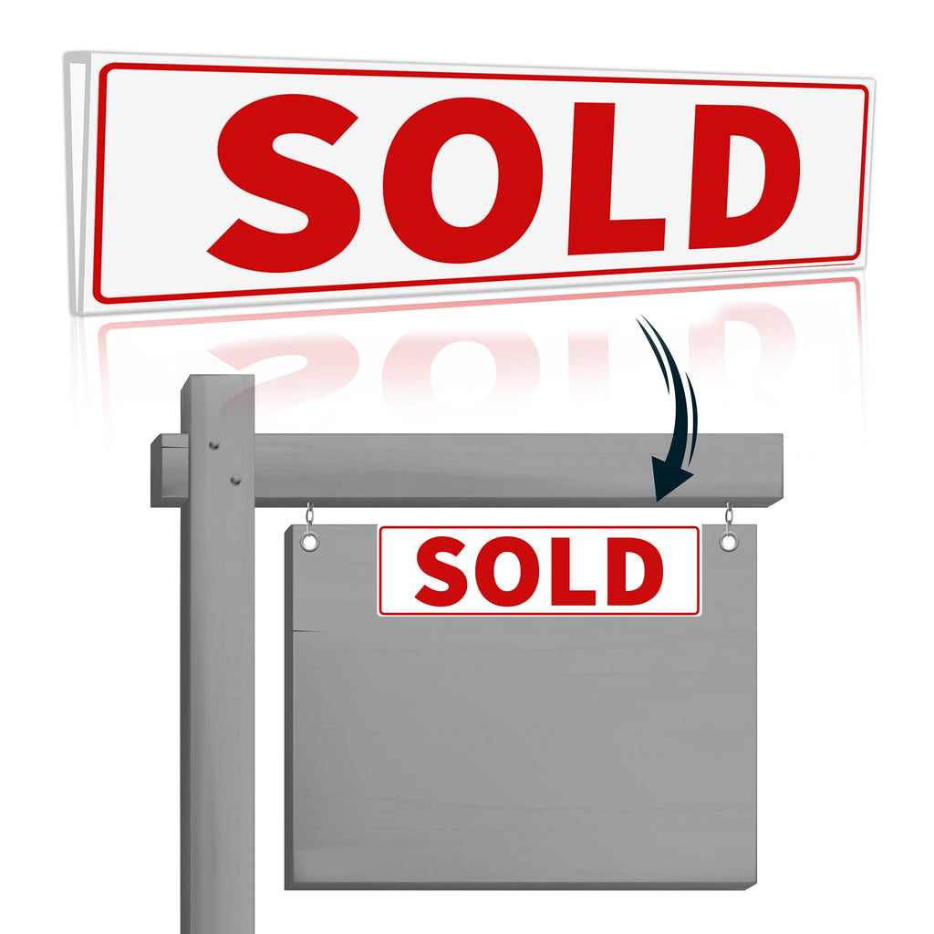 1PC - Sold Real Estate Sign Riders Sleeves, 17" x 5"- Double Sided - PVC Plastic - Sold Sign