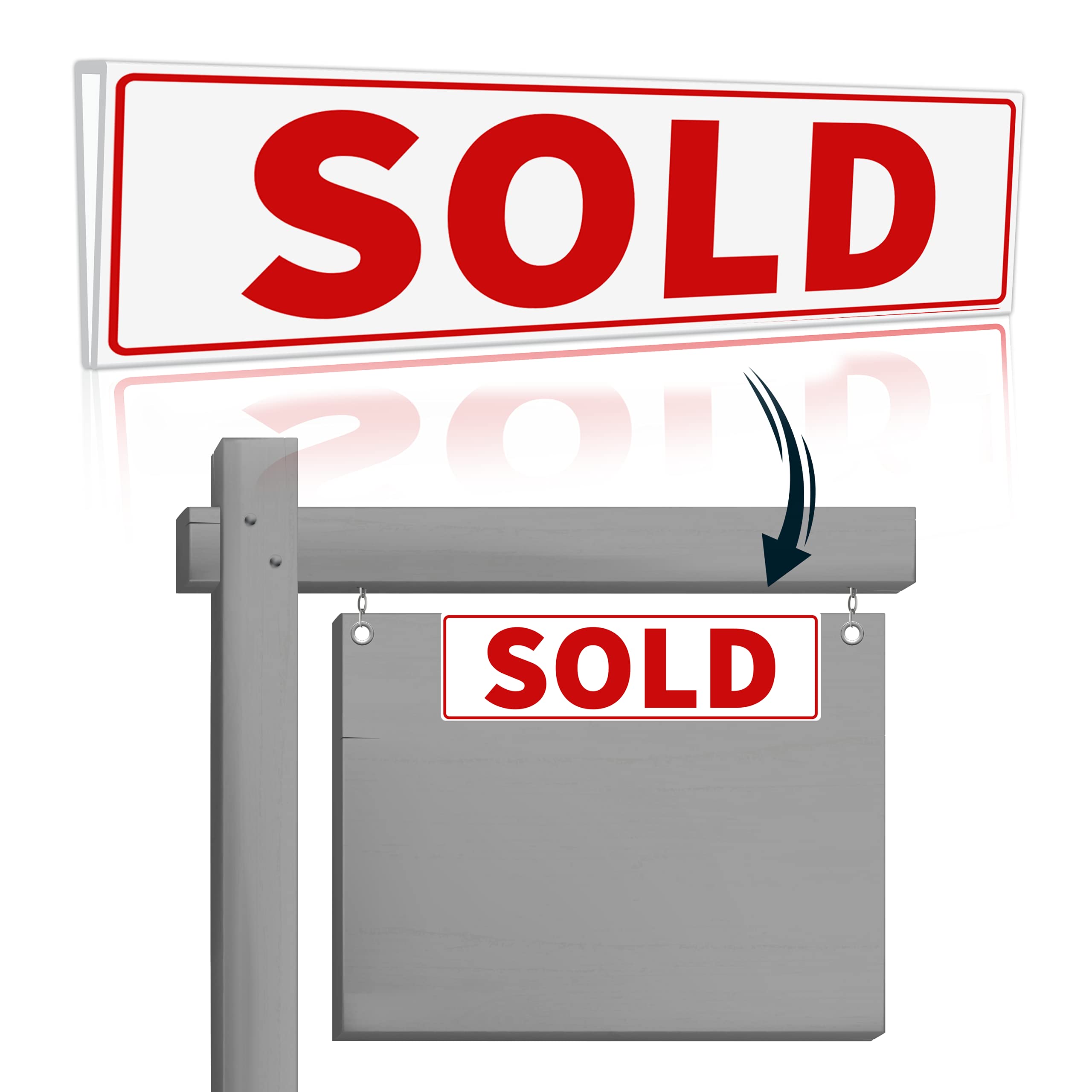 1PC - Sold Real Estate Sign Riders Sleeves, 17" x 5"- Double Sided - PVC Plastic - Sold Sign