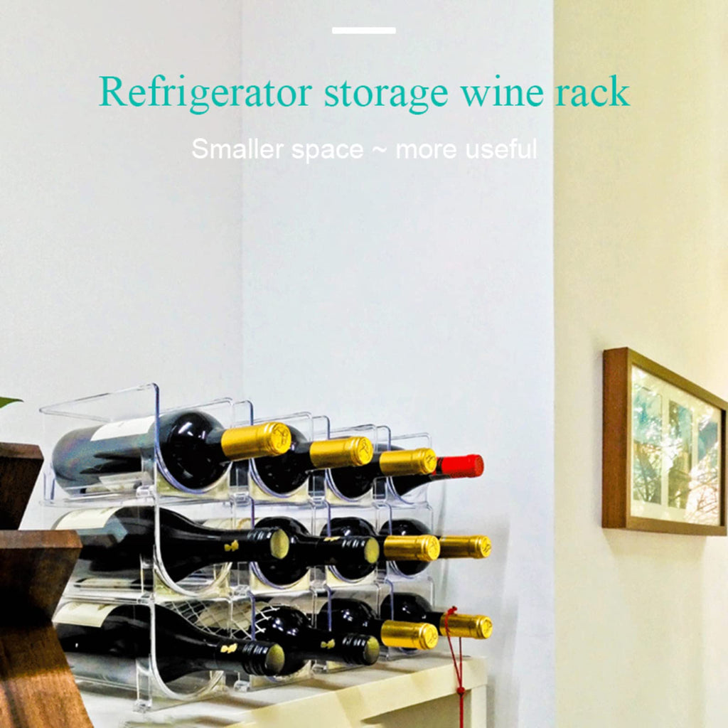 Stackable Wine Storage Rack 6 pcs | Free Standing Organizer for Refrigerator or Kitchen Countertops - Holds (6)