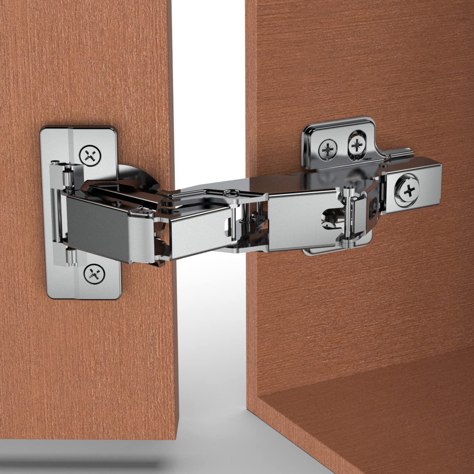 2 Pack Full Overlay 165 Degree Soft Close Cabinet Hinges, Lazy Susan, Heavy duty, Clip-on Plate, Chibery Multi Pivot Concealed Hardware for Corner Kitchen Frameless Cabinet, Cupboard Folded, Closets